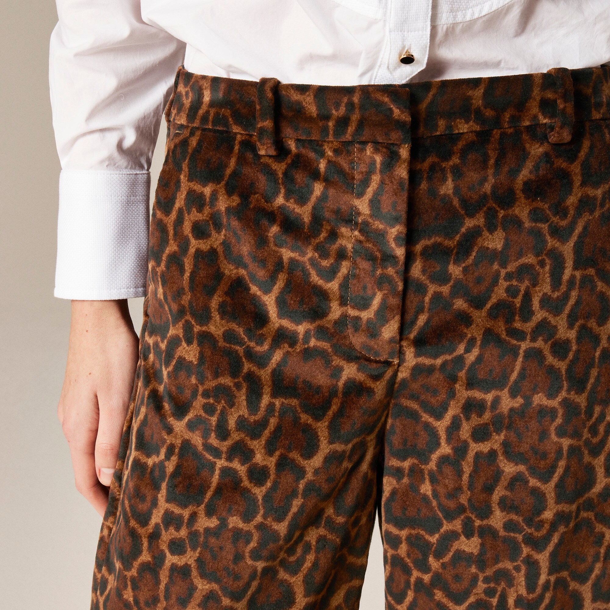 Washed Velvet Wide-leg Trouser In Jaguar Print For Women | J.Crew