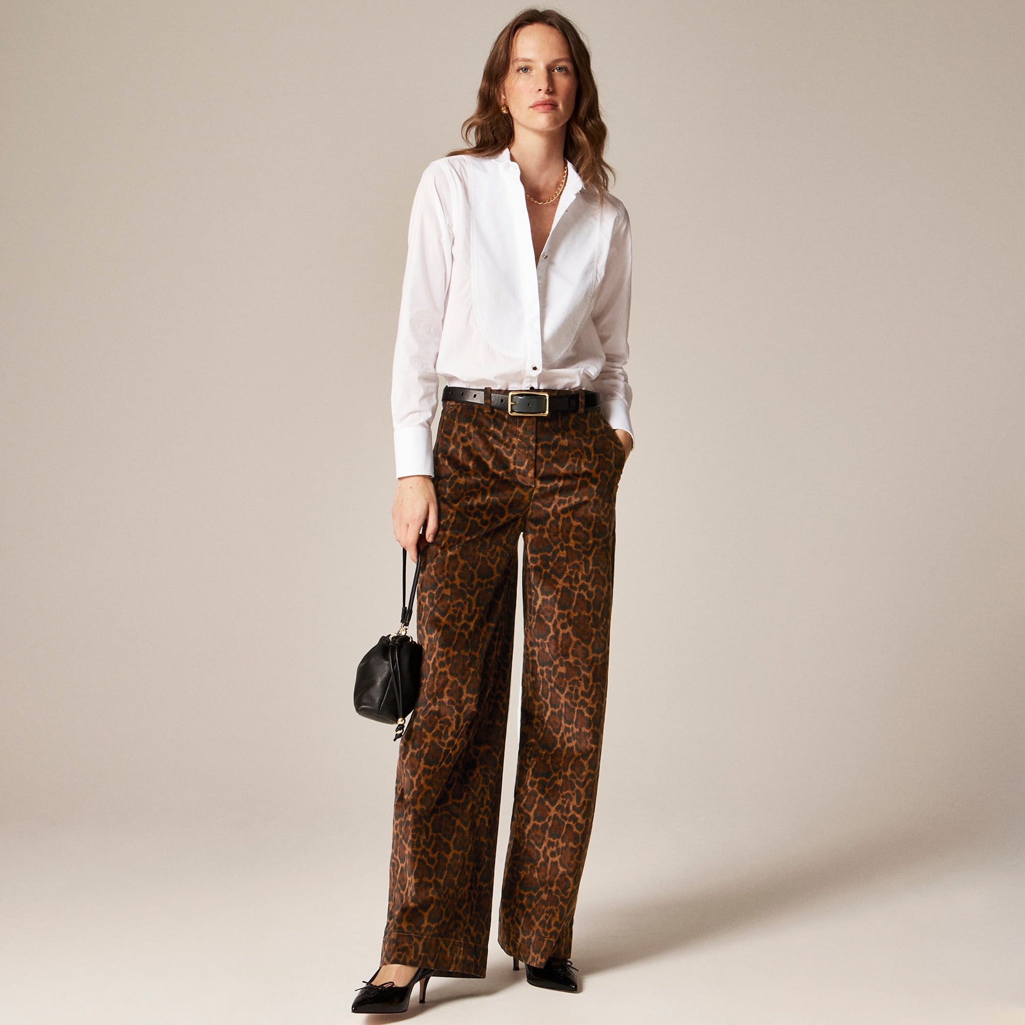 womens Washed velvet wide-leg trouser in jaguar print