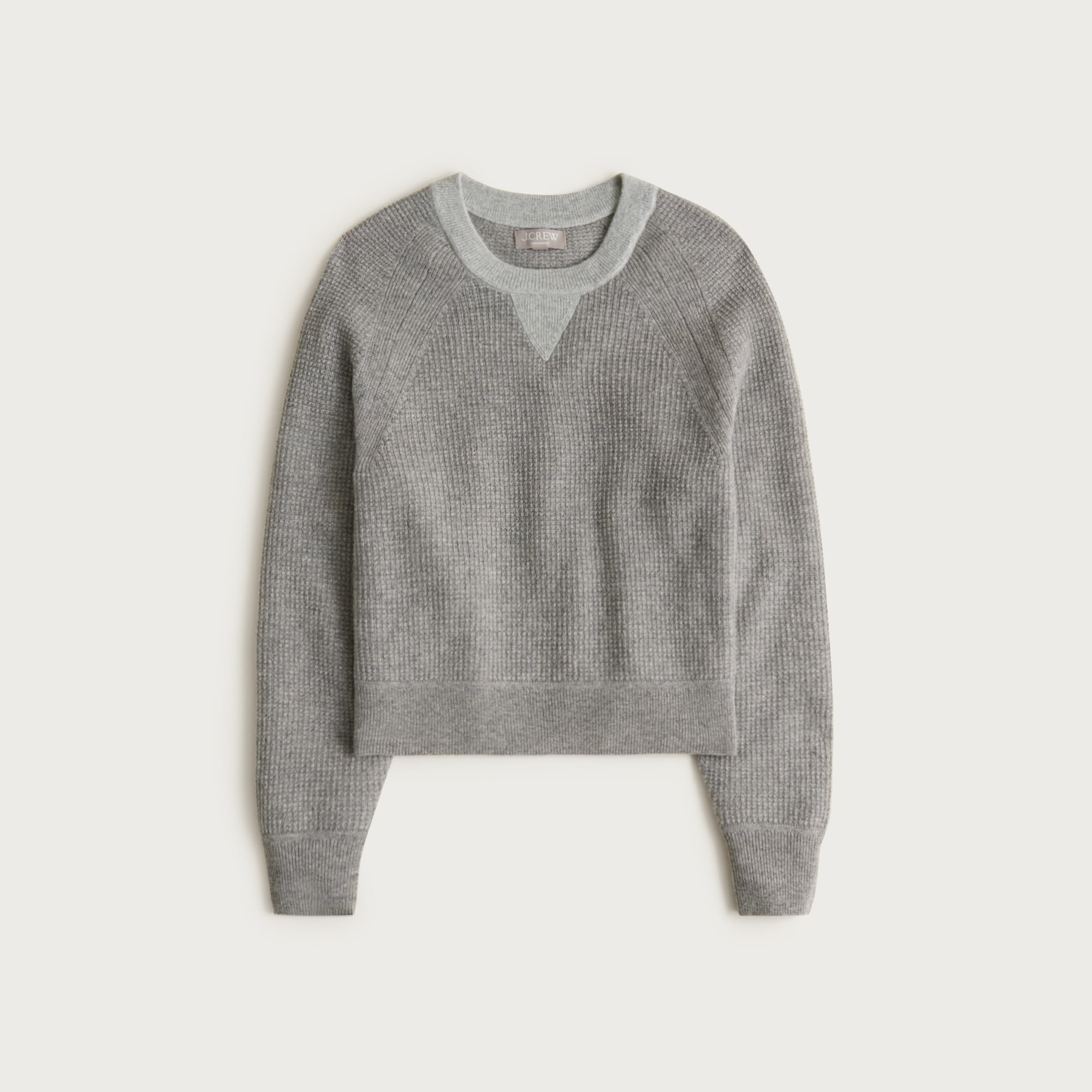 Cashmere waffle-stitch crewneck sweatshirt