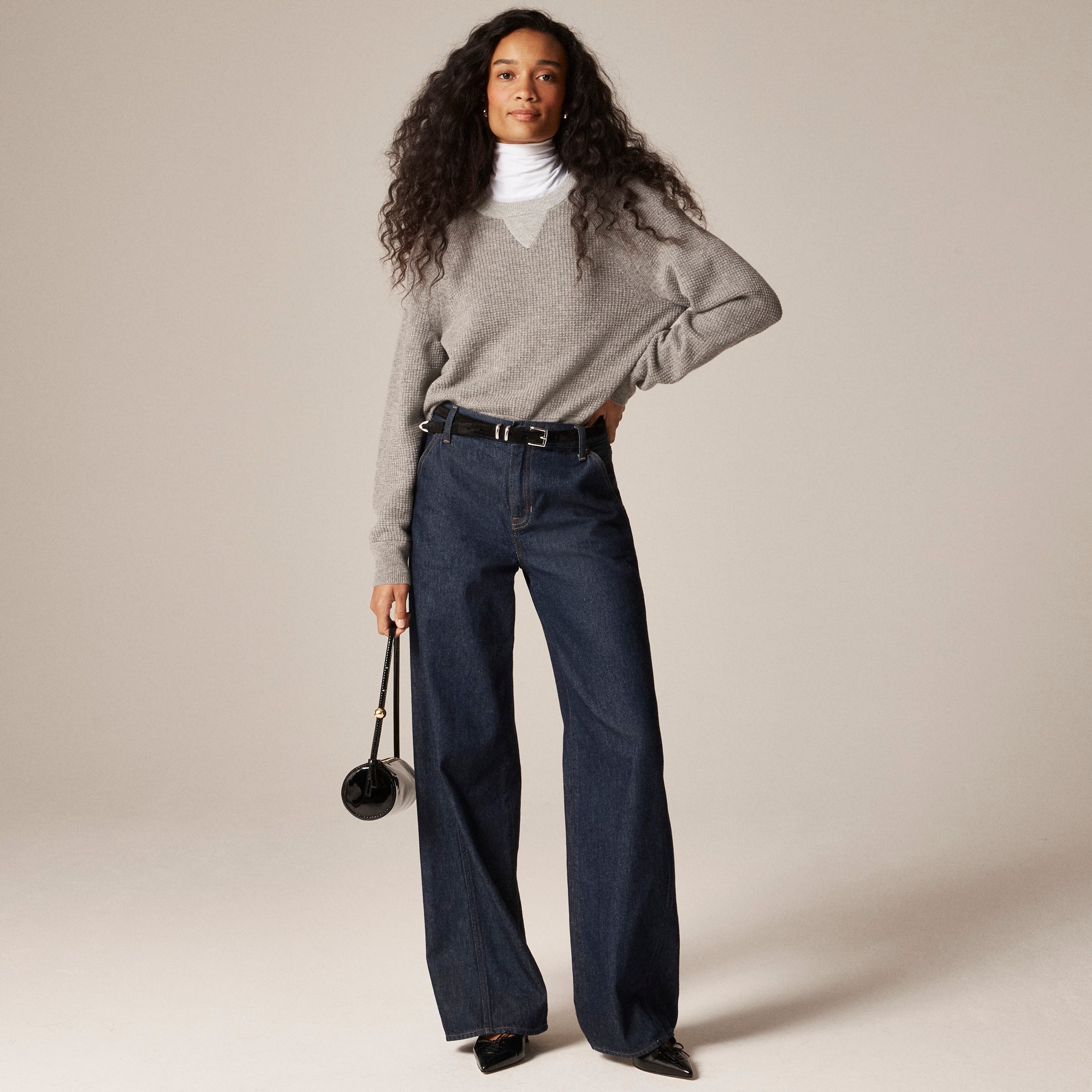 Cashmere waffle-stitch crewneck sweatshirt - image 4