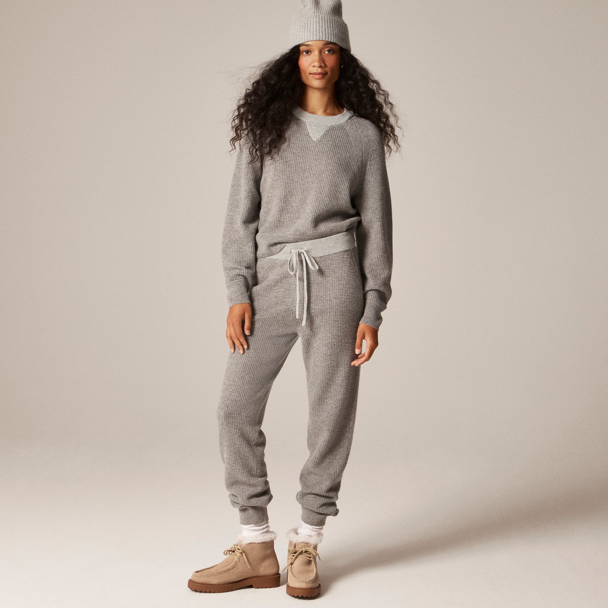 Cashmere waffle-stitch crewneck sweatshirt - image 5