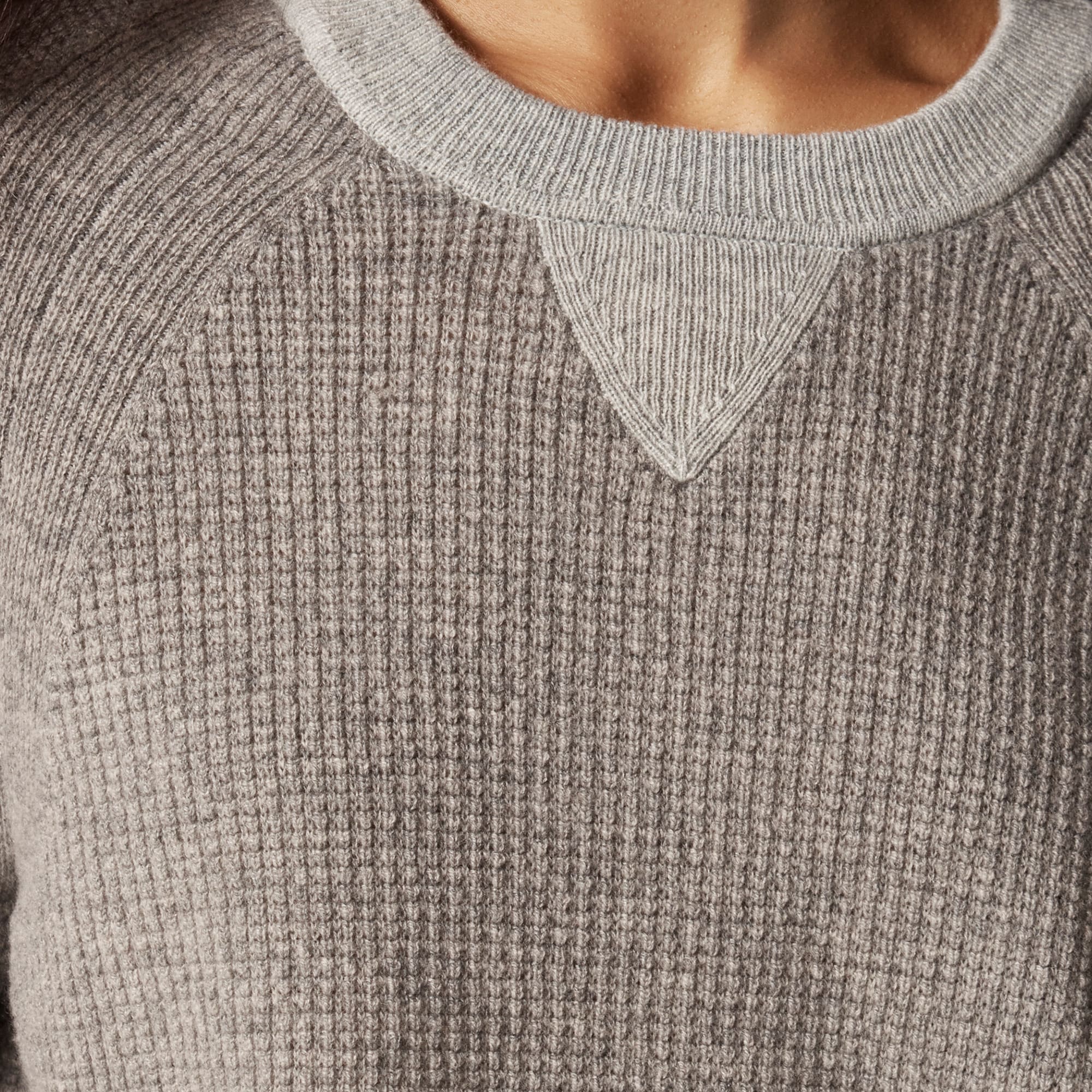 Cashmere waffle-stitch crewneck sweatshirt