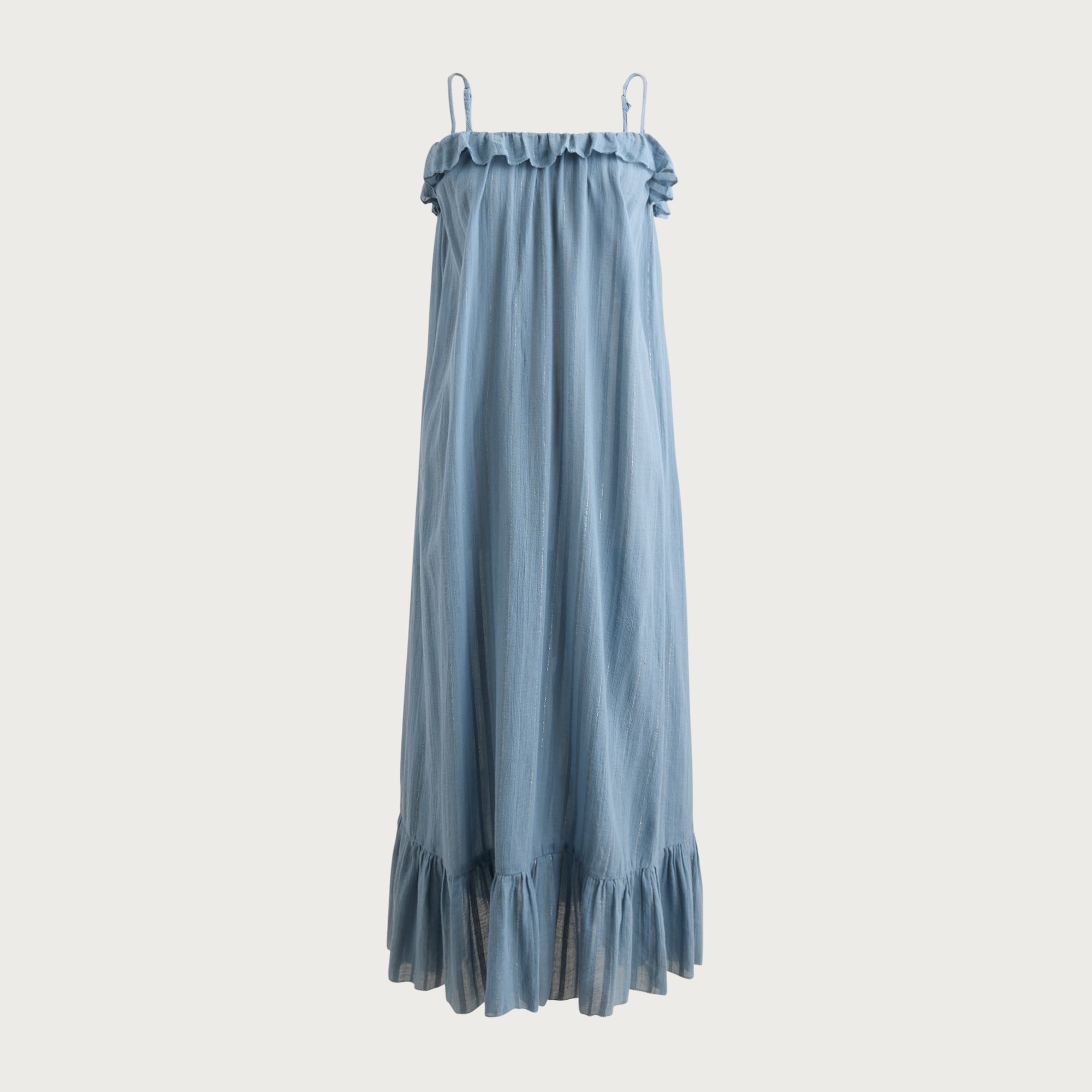 Ruffle maxi dress in cotton voile with Lurex® metallic threads