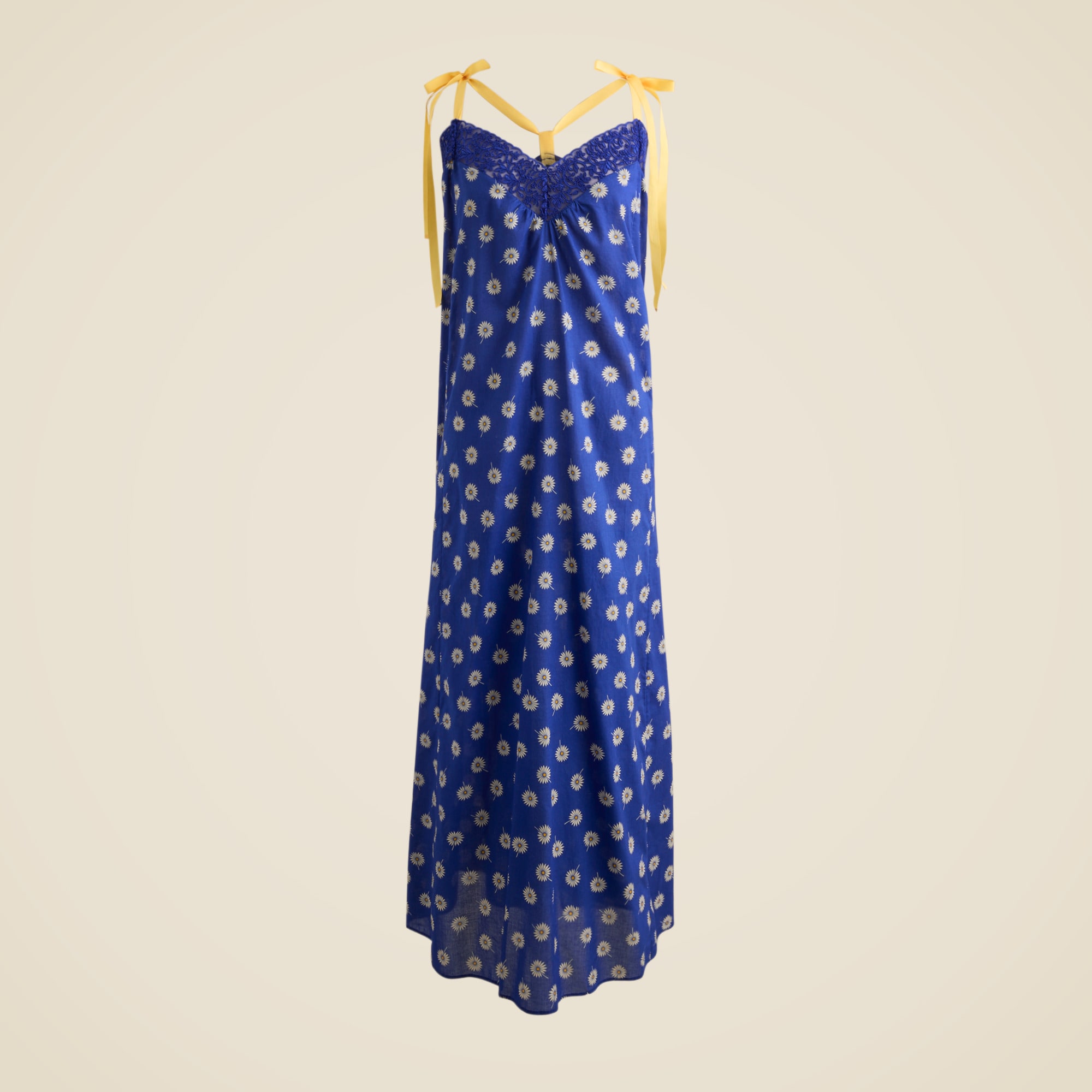Cotton voile tie-shoulder maxi dress in daisy print