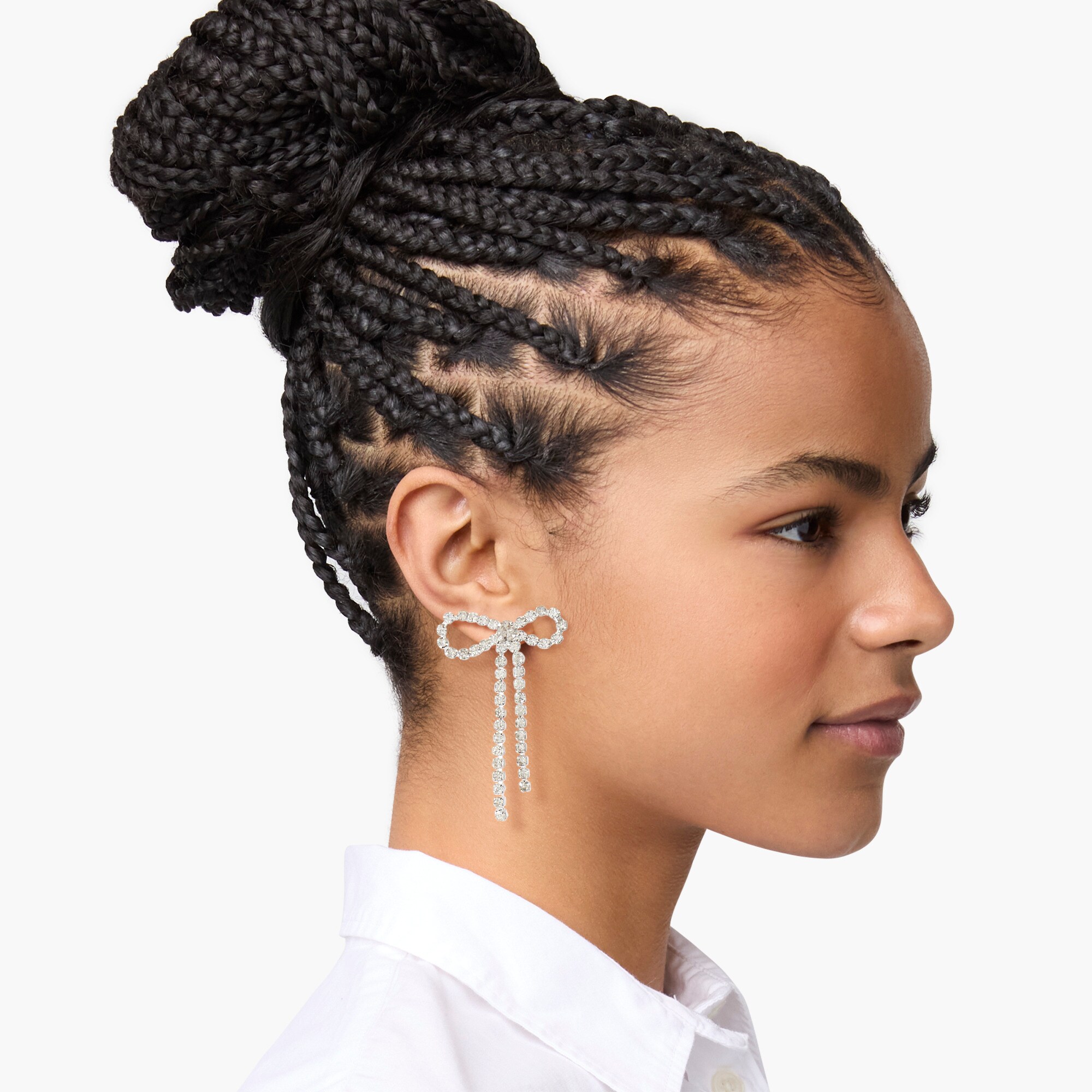 Crystal bow statement earrings