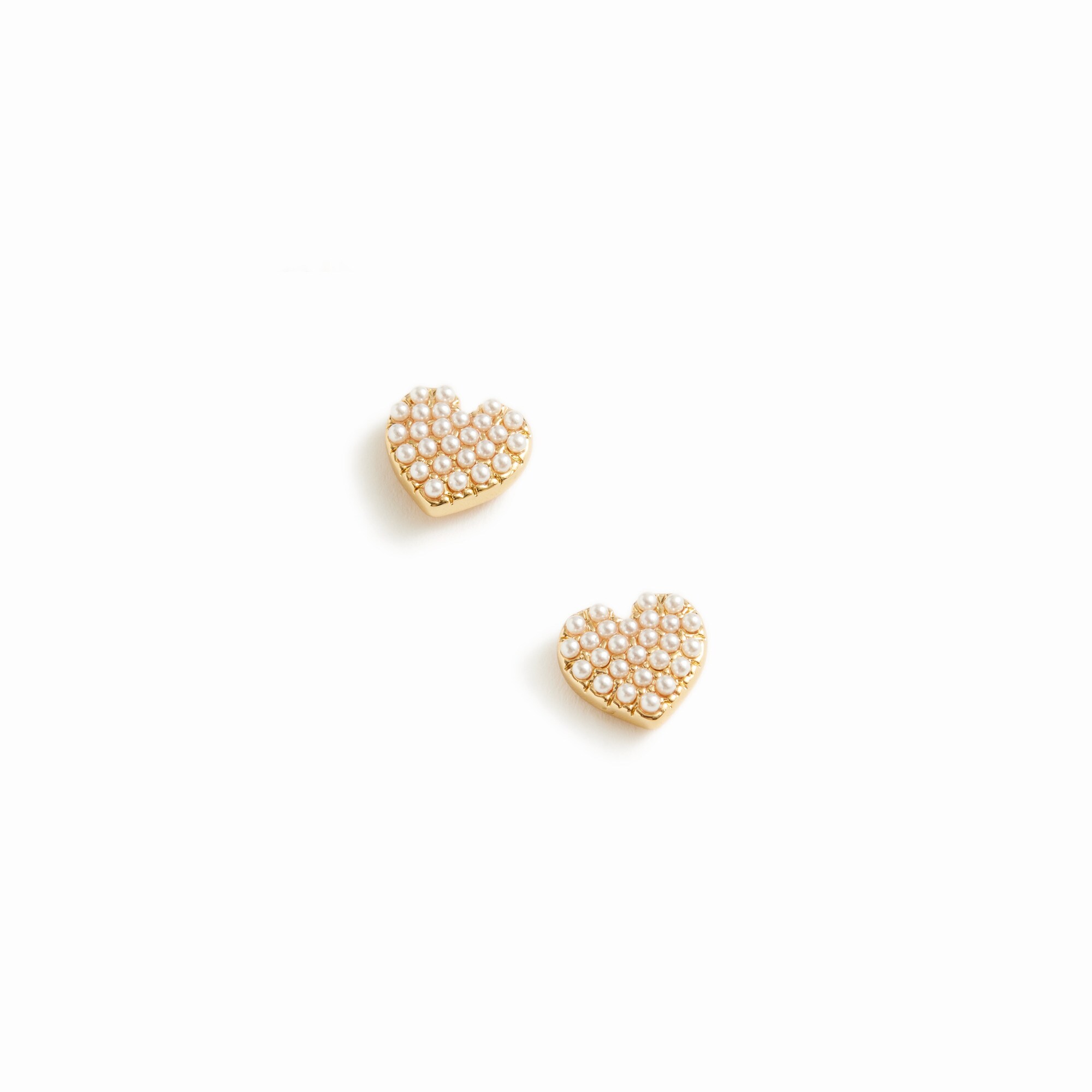  Pav&eacute; pearl heart stud earrings