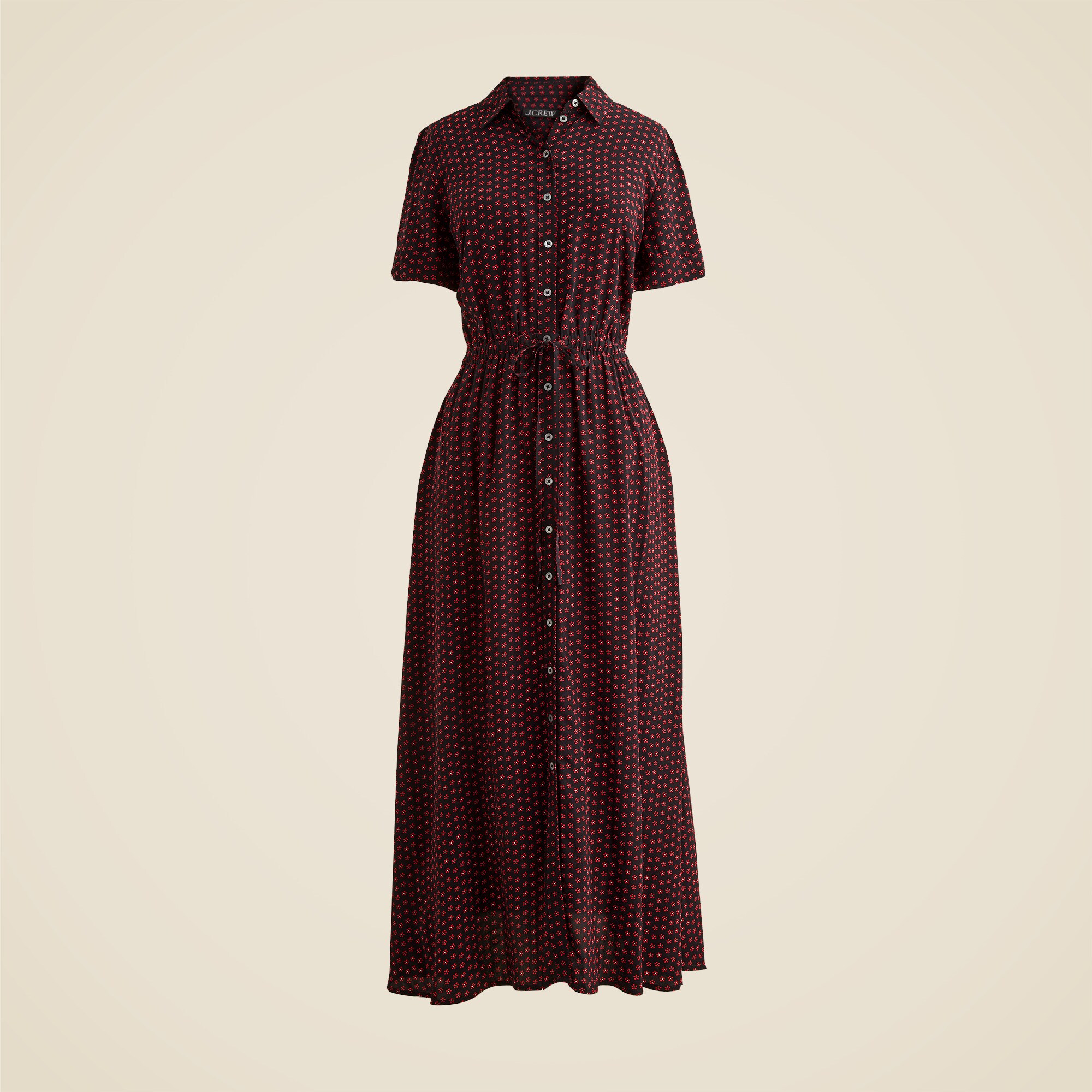 Cerise shirt-dress in floral crepe de chine