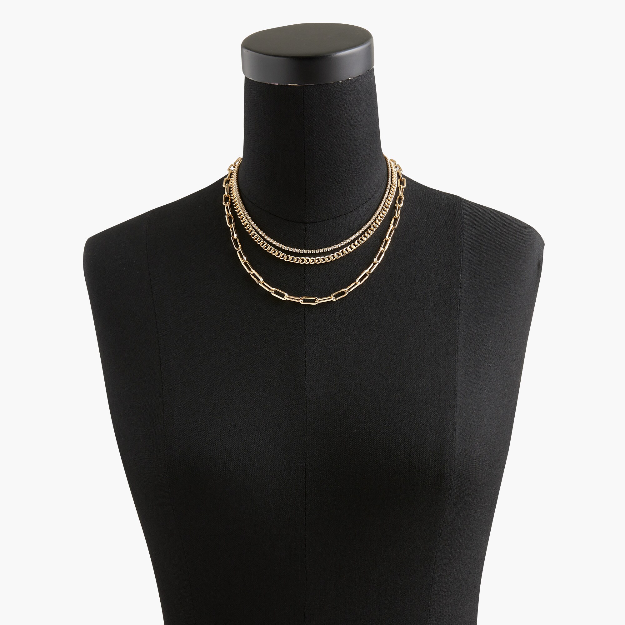 Crystal chain layered necklace