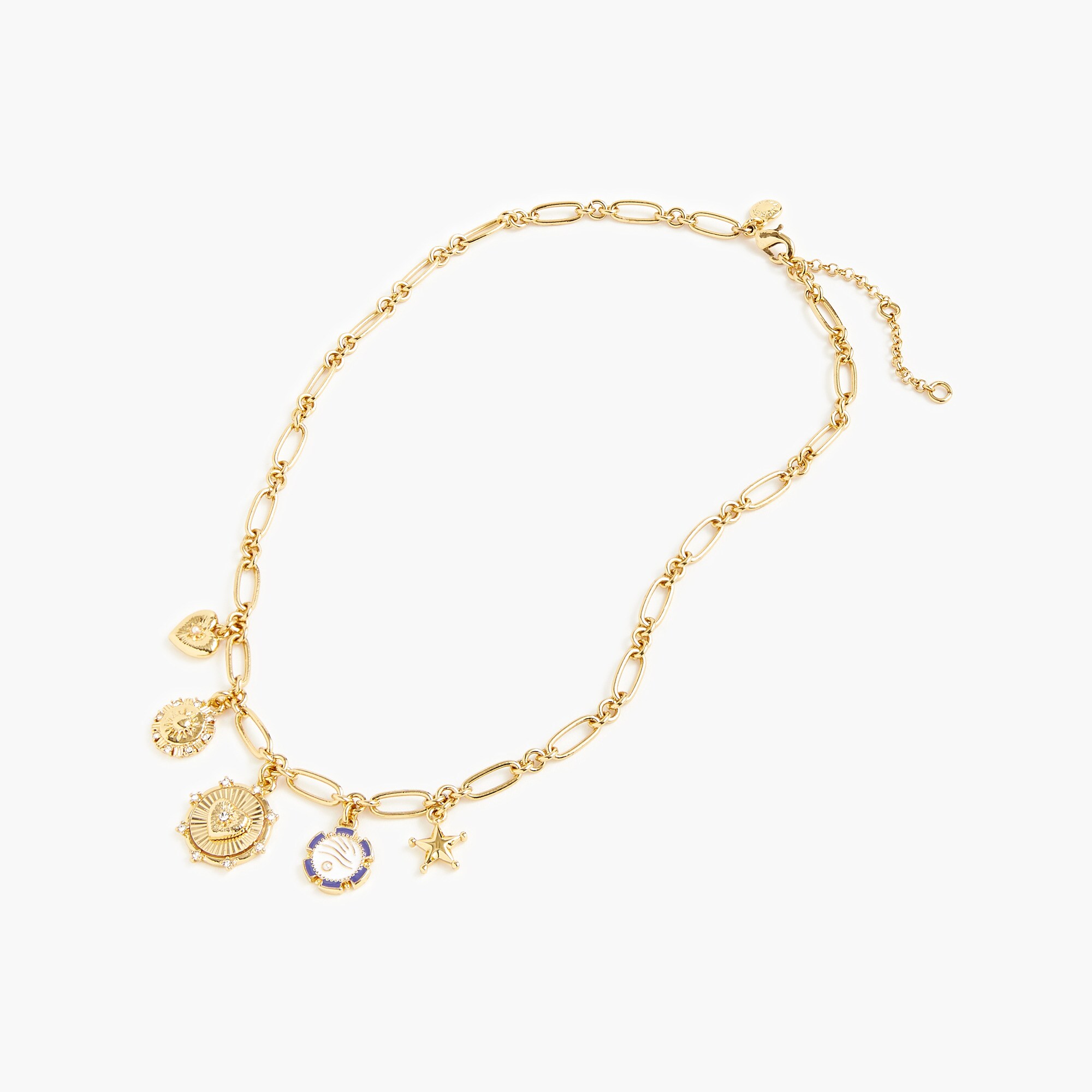  Clustered heart charms chain necklace