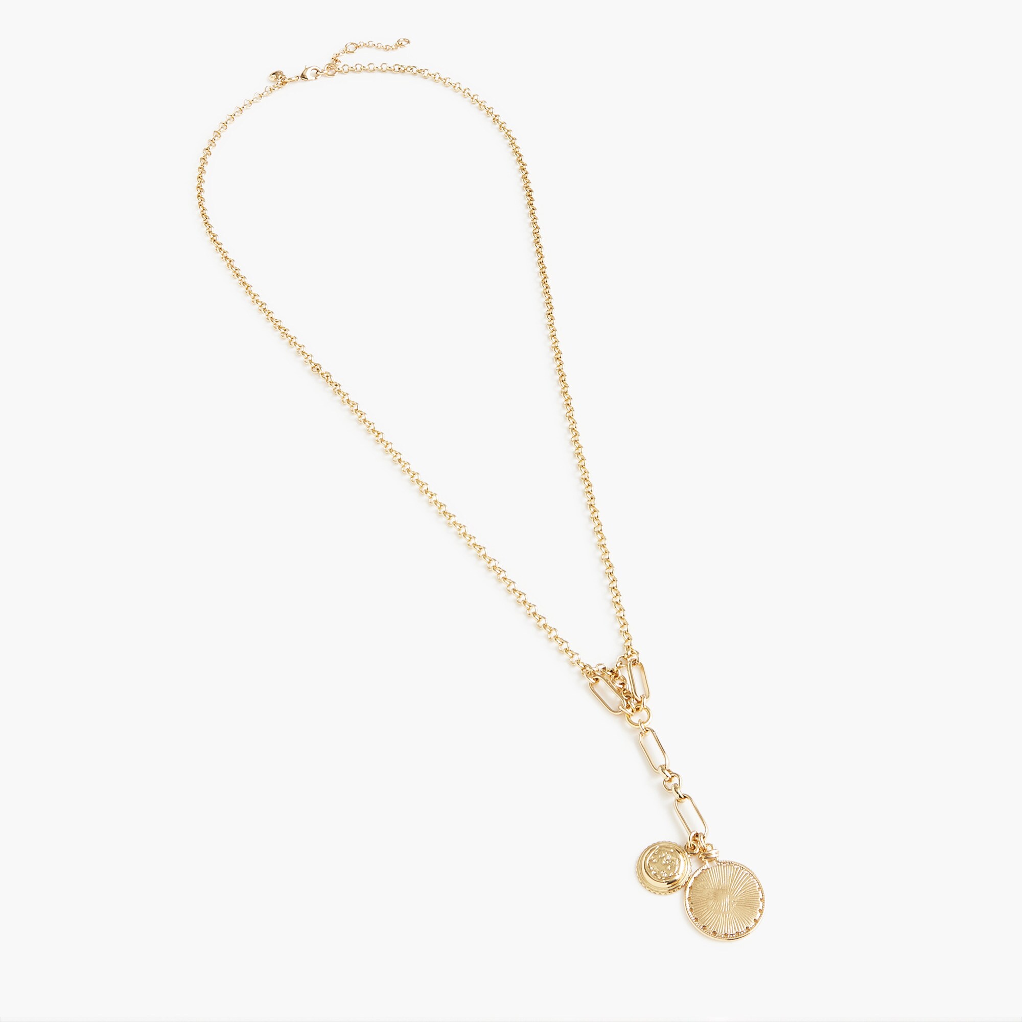 Long charm lariat necklace