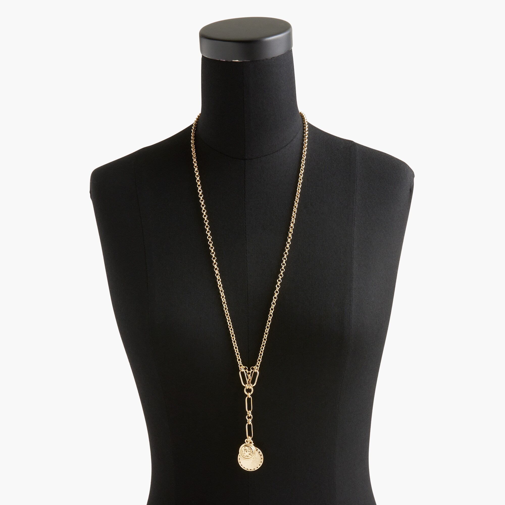 Long charm lariat necklace
