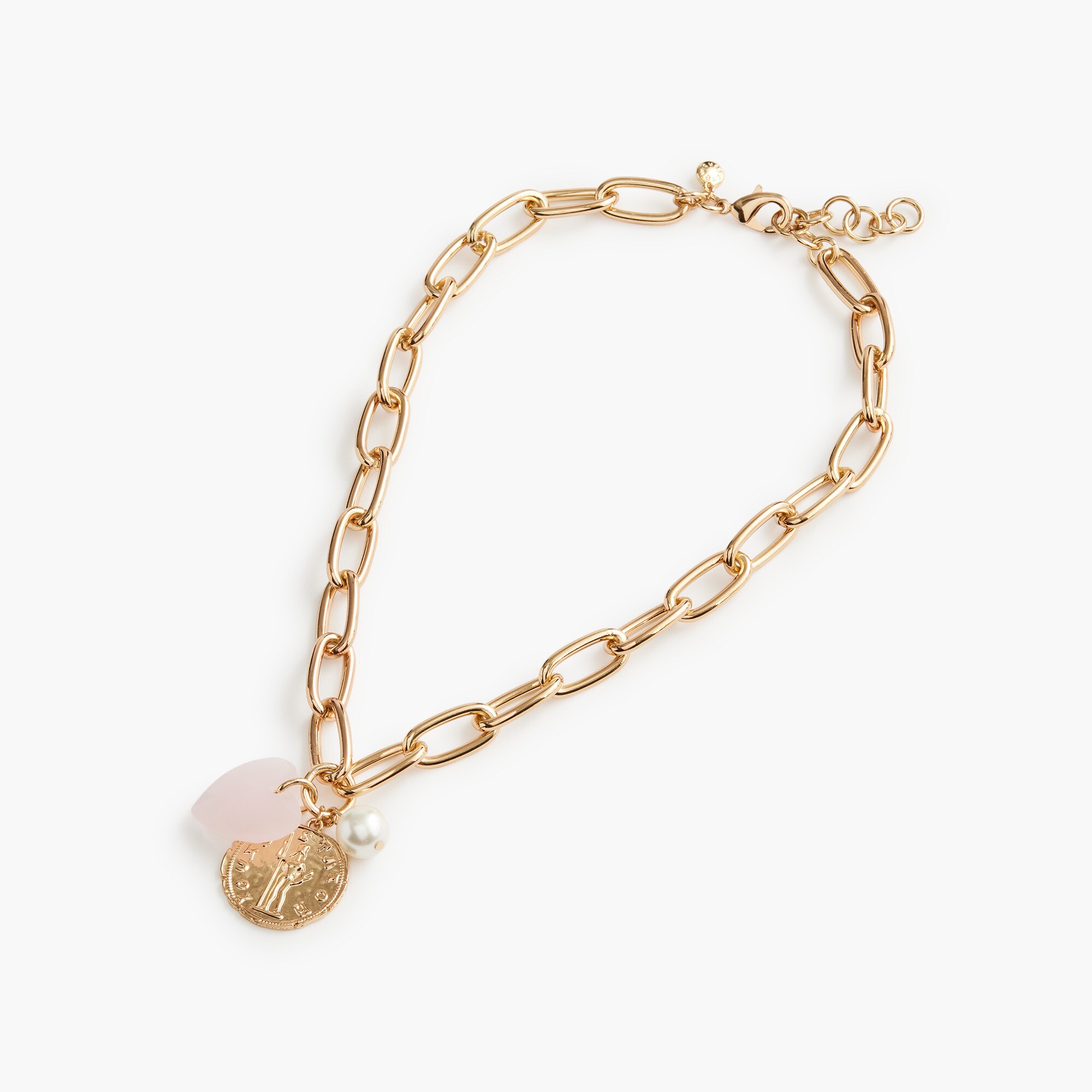 puffy heart charm necklace for women