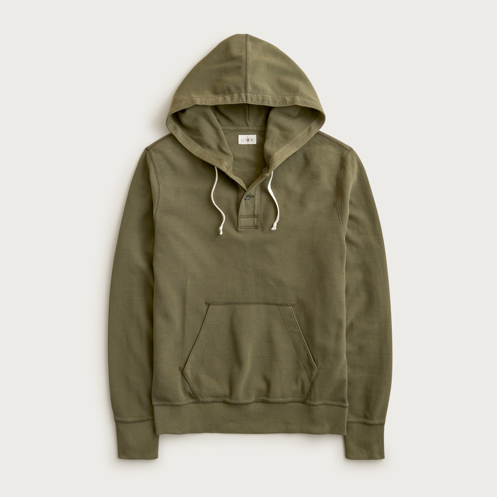 Waffle-knit Cotton Henley Hoodie For Men | J.Crew