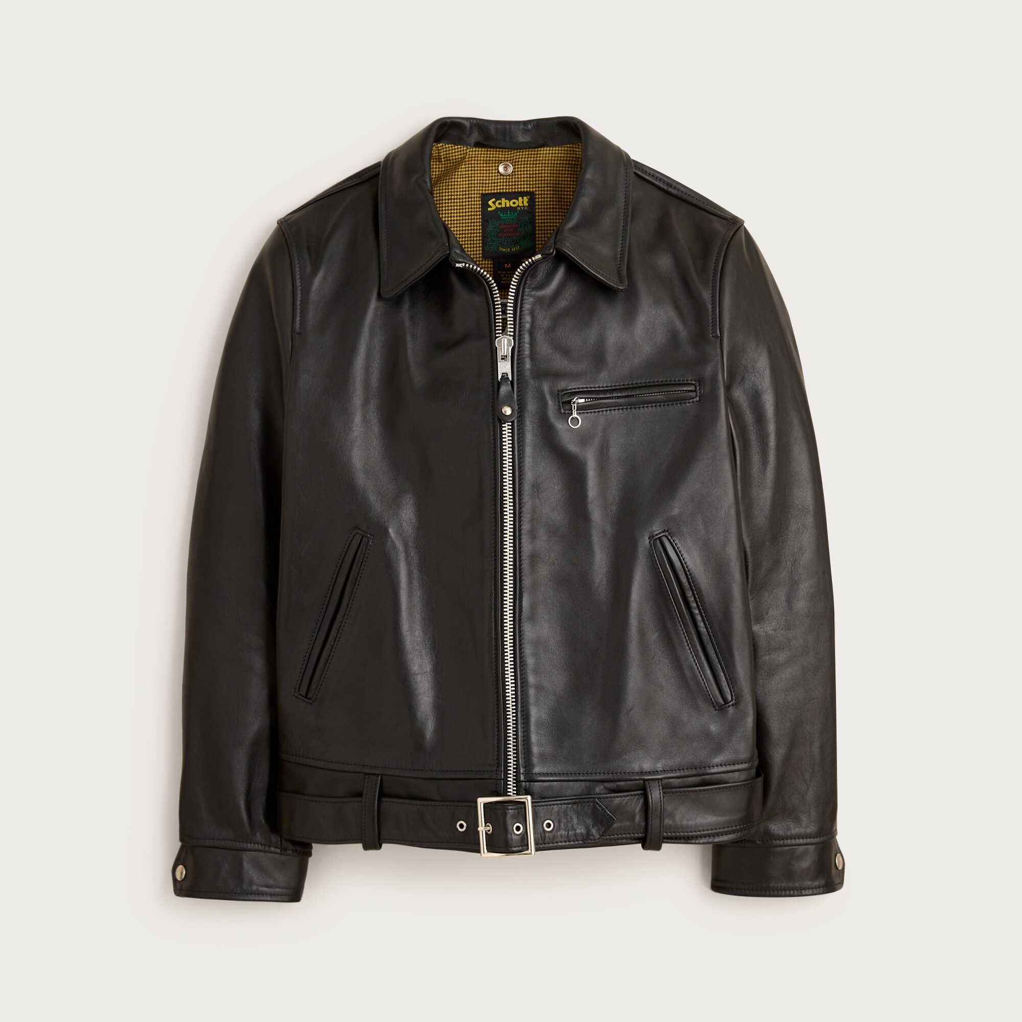  Limited-edition Schott NYC X Wallace &amp; Barnes retro moto jacket in leather