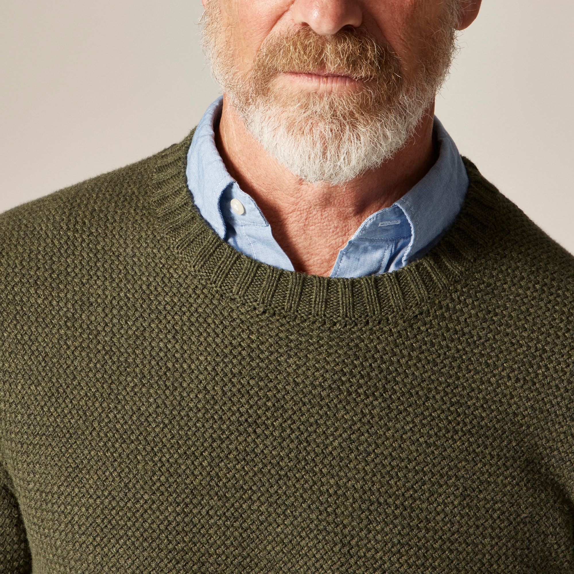 Basket-stitch cotton crewneck sweater