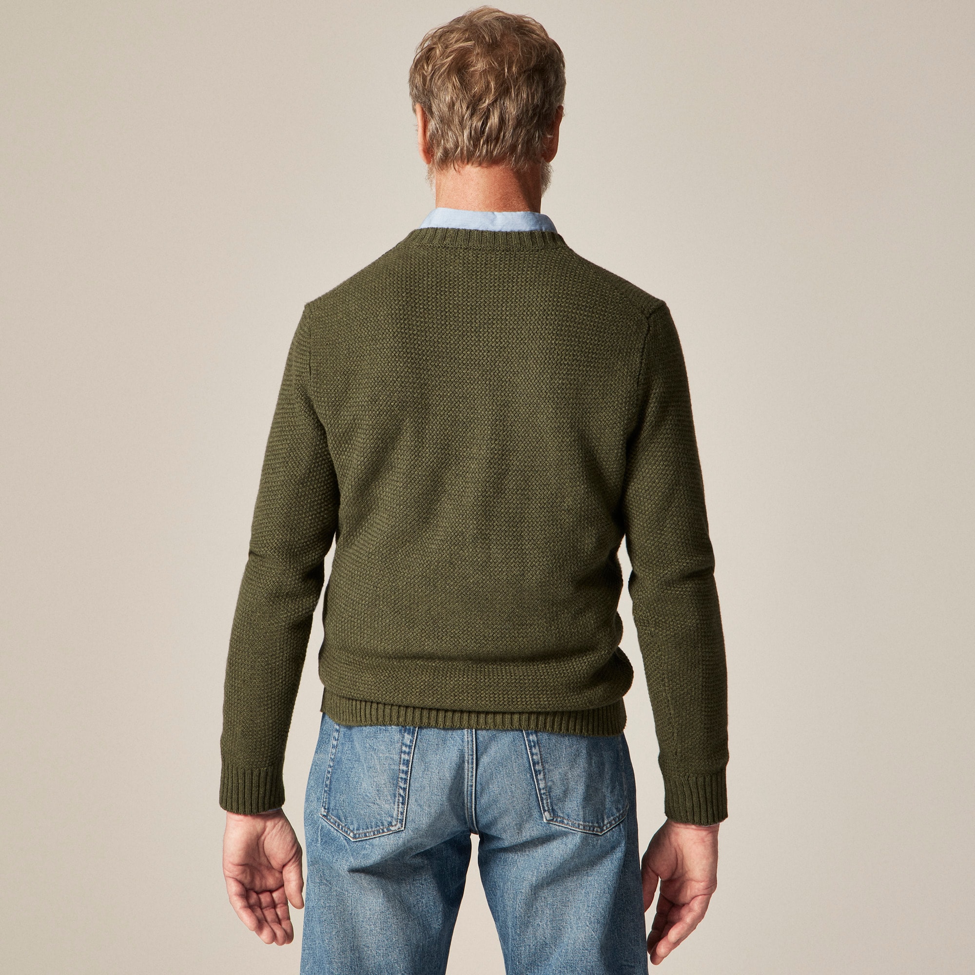 Basket-stitch cotton crewneck sweater