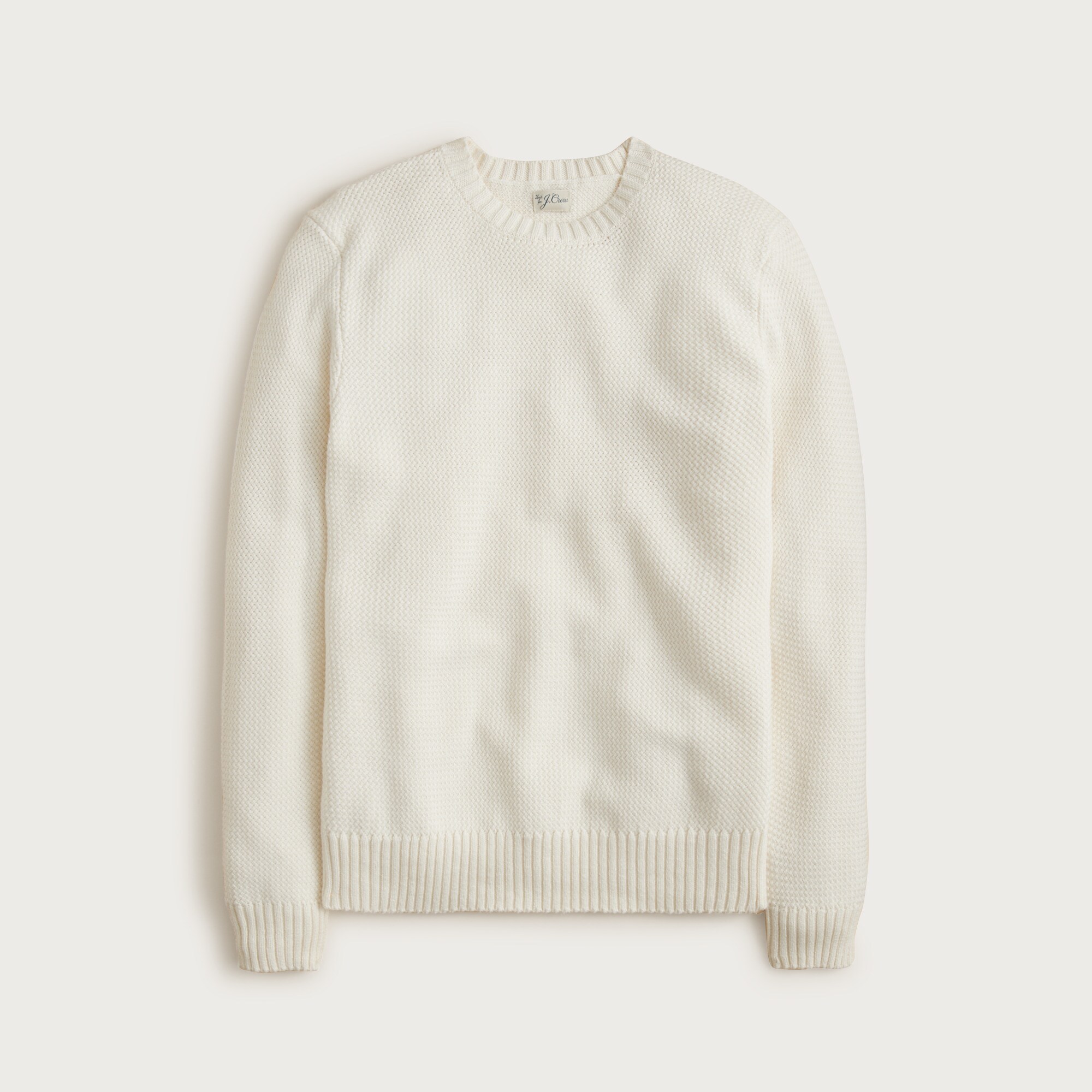 Basket-stitch cotton crewneck sweater