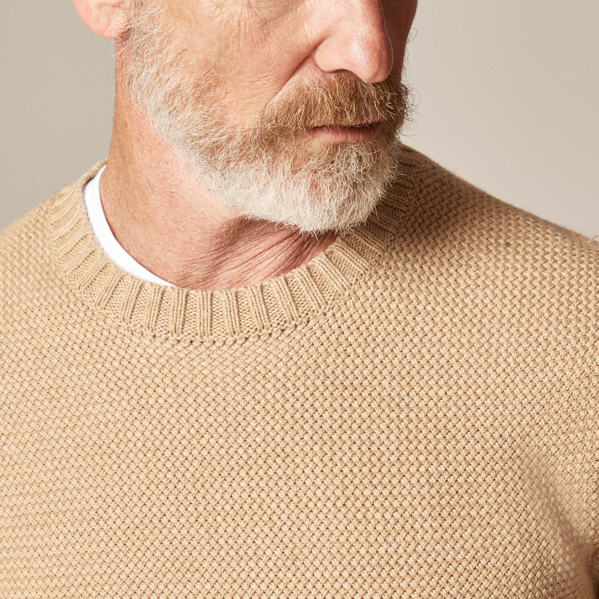 Basket-stitch cotton crewneck sweater
