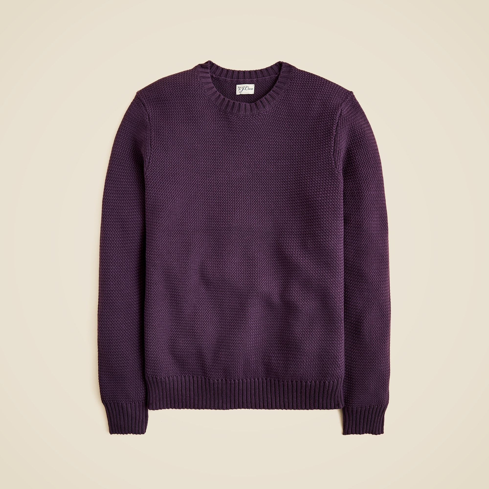 Basket-stitch Cotton Crewneck Sweater For Men | J.Crew