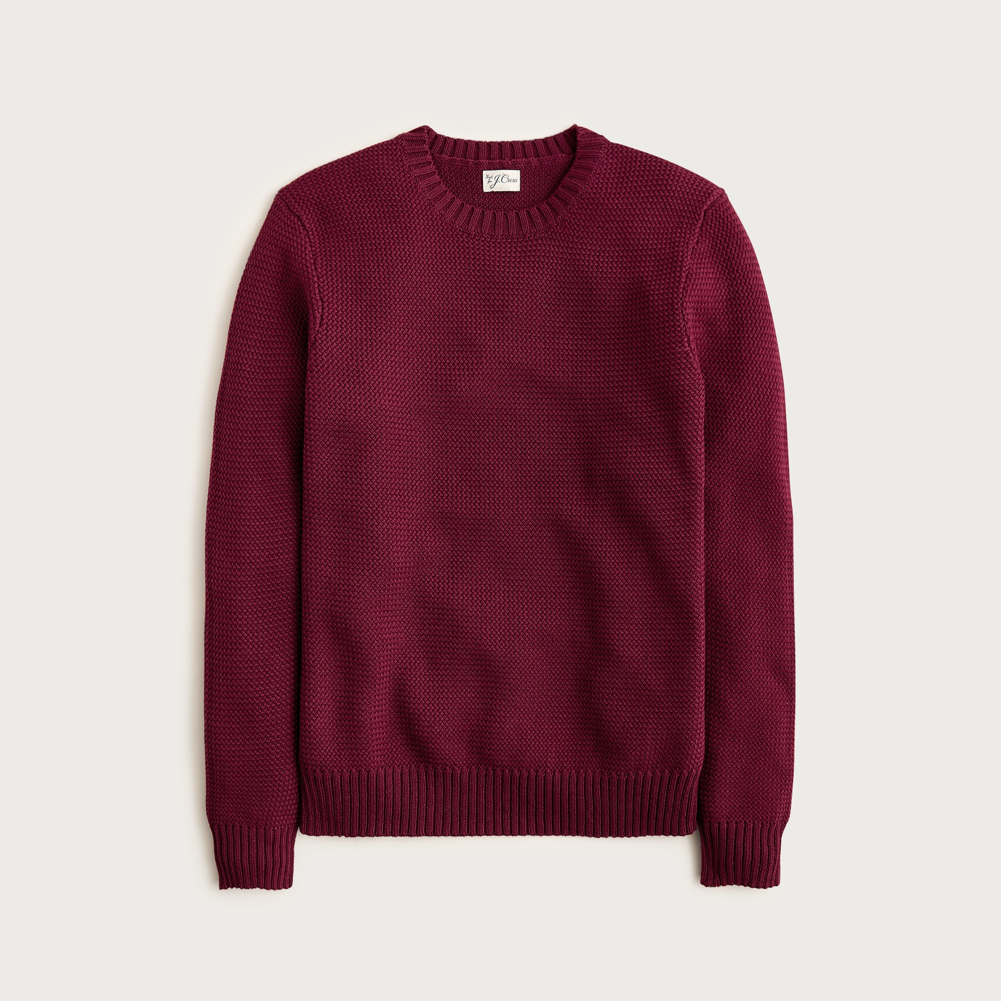 Basket-stitch cotton crewneck sweater