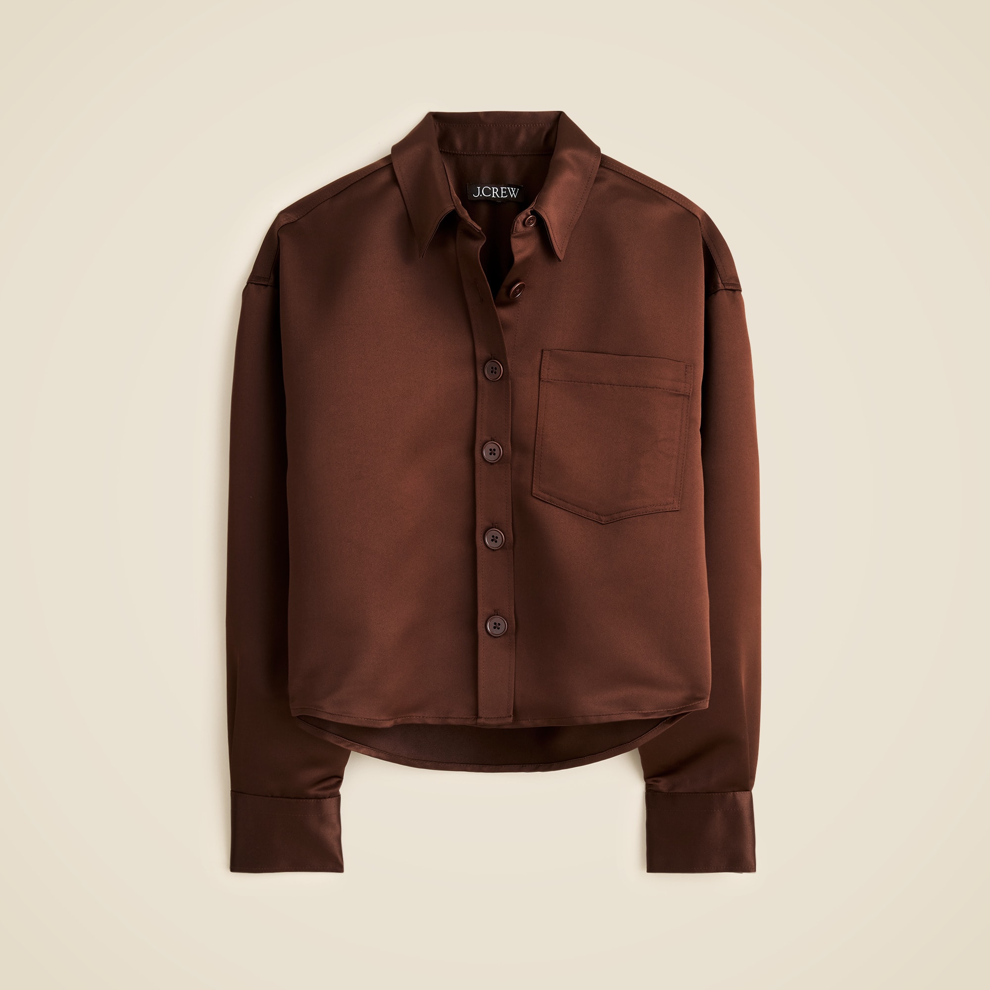 Étienne cropped button-up shirt in duchesse satin