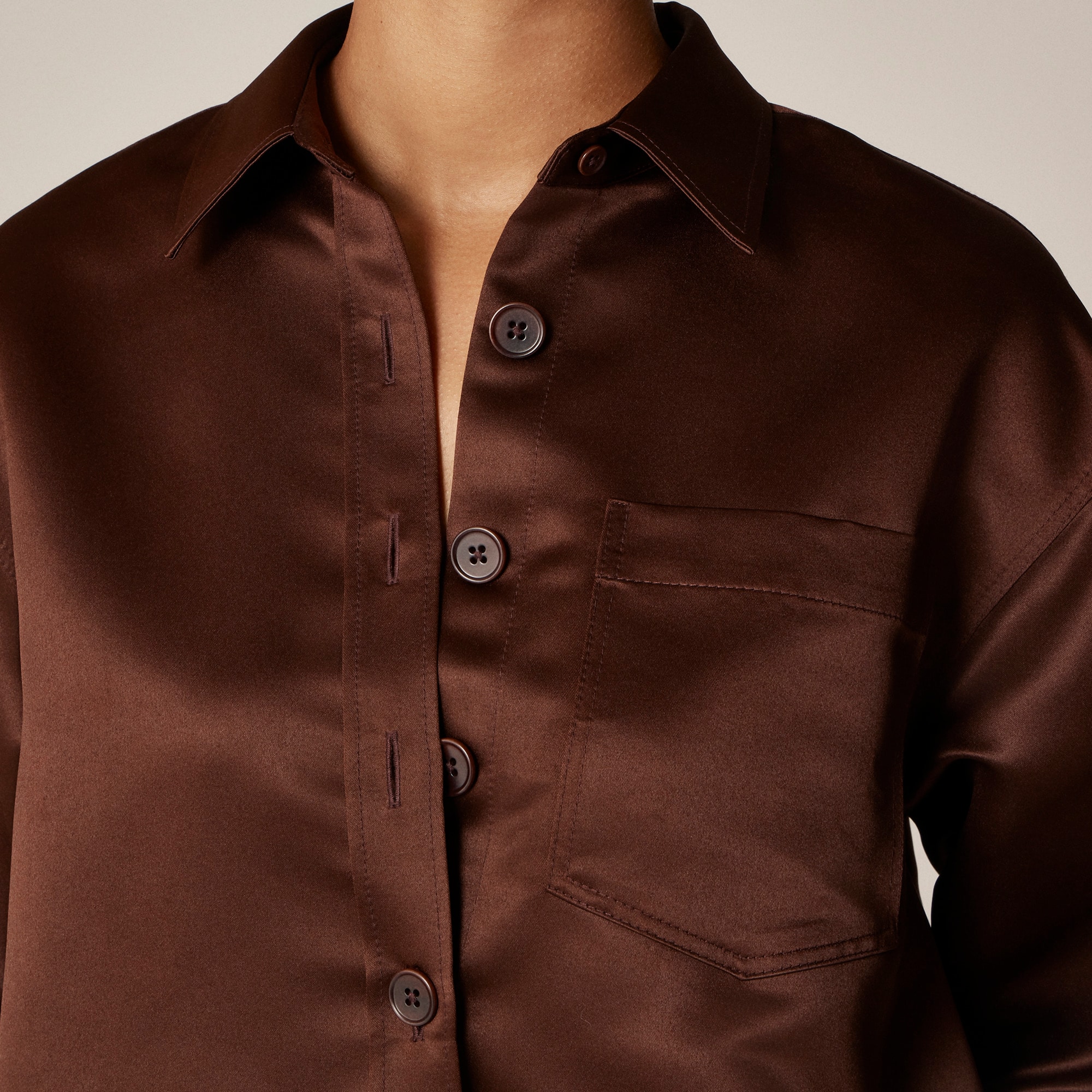 Étienne cropped button-up shirt in duchesse satin