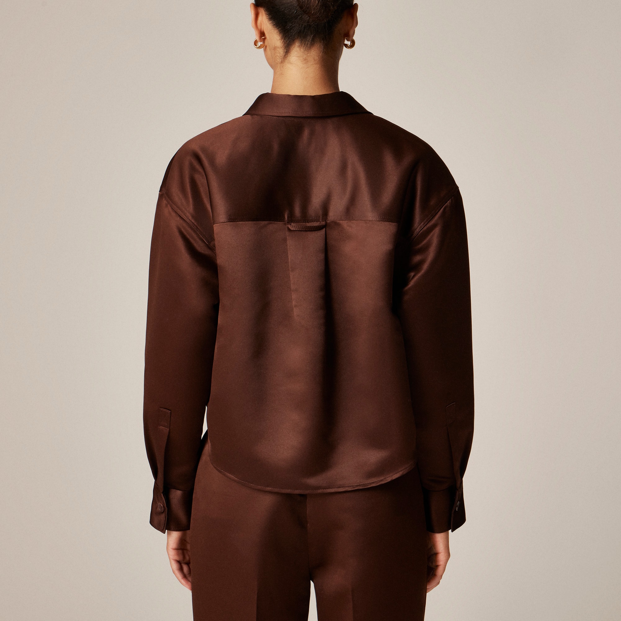 Étienne cropped button-up shirt in duchesse satin