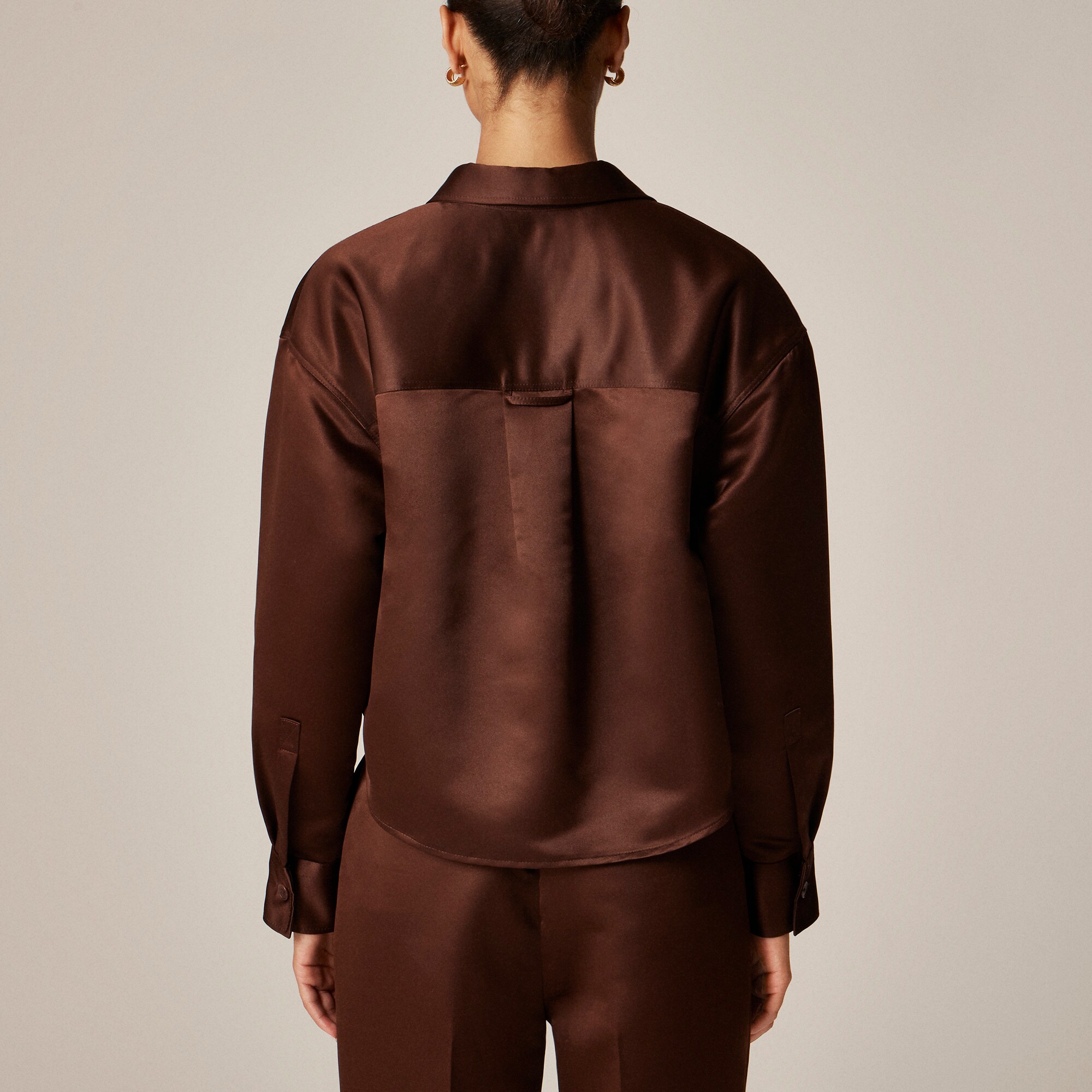 Étienne cropped button-up shirt in duchesse satin