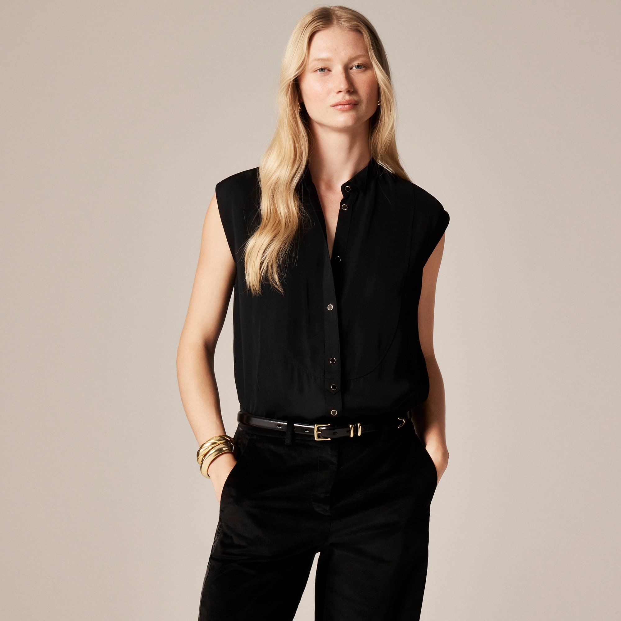  Jules sleeveless tuxedo top