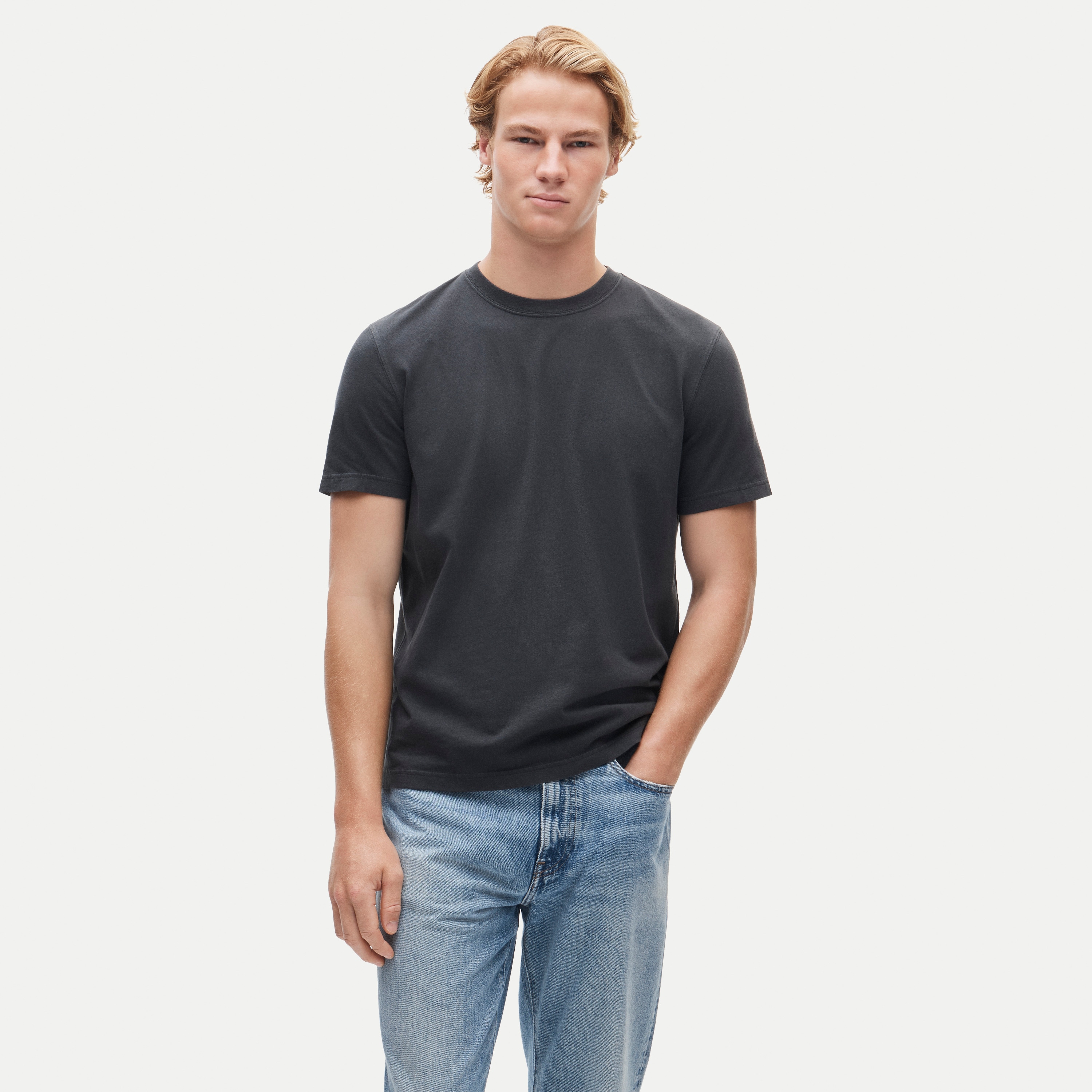 Vintage-wash cotton short-sleeve T-shirt