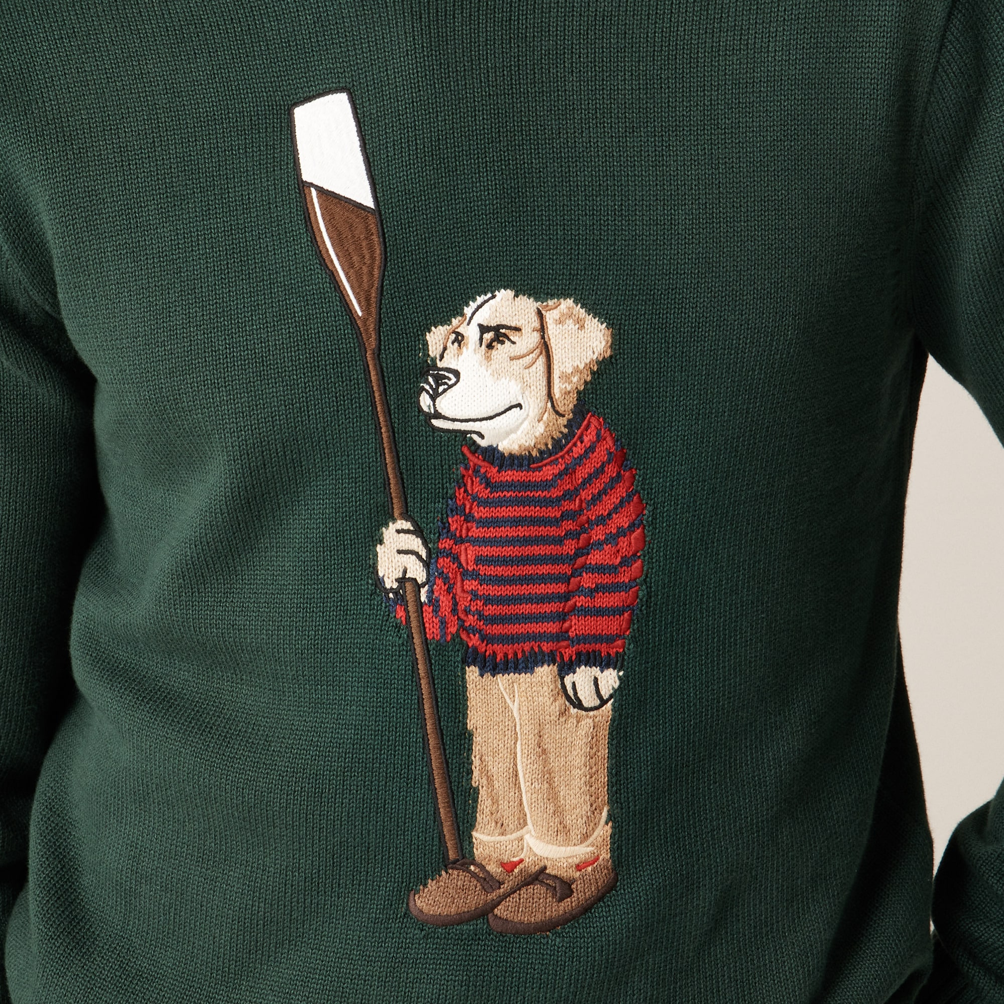Cotton crewneck sweater with oarsman dog