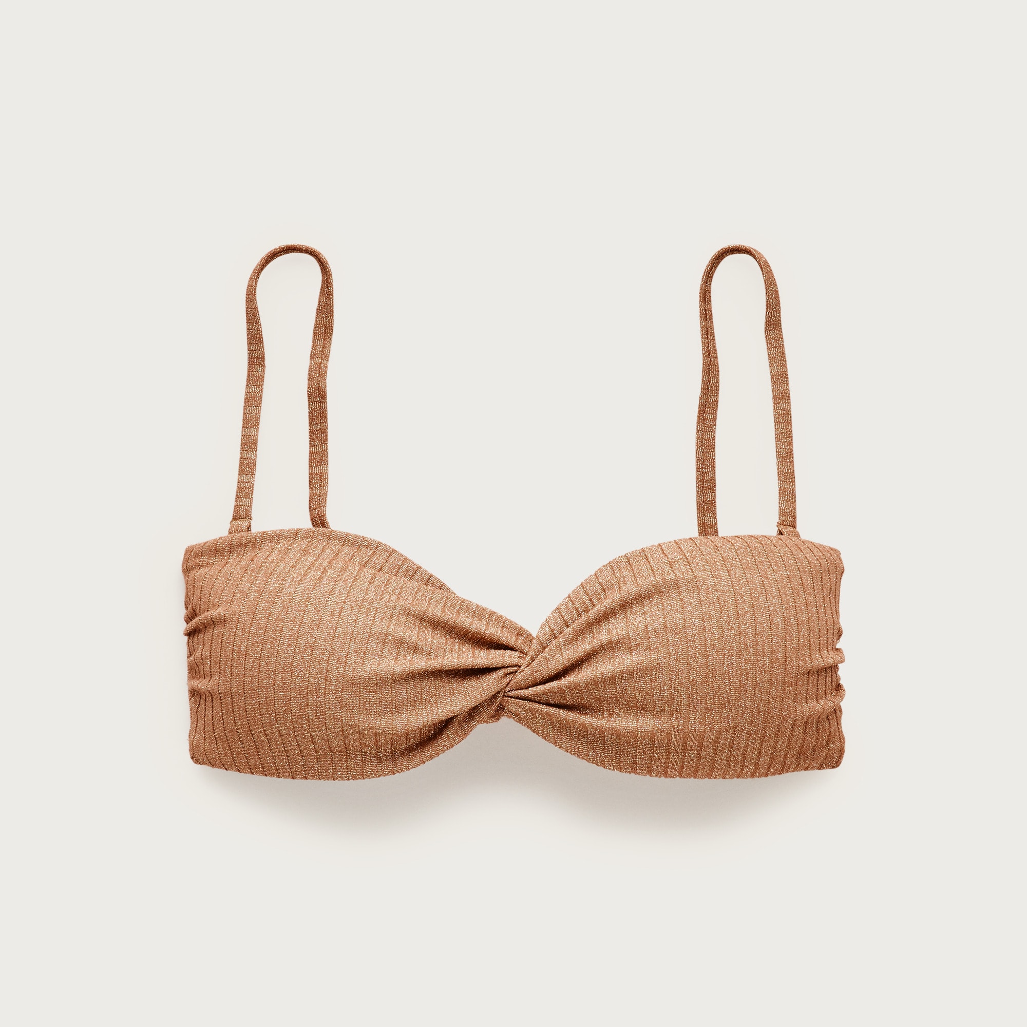 Sparkle Rib Twist Bandeau Bikini Top For Women | J.Crew