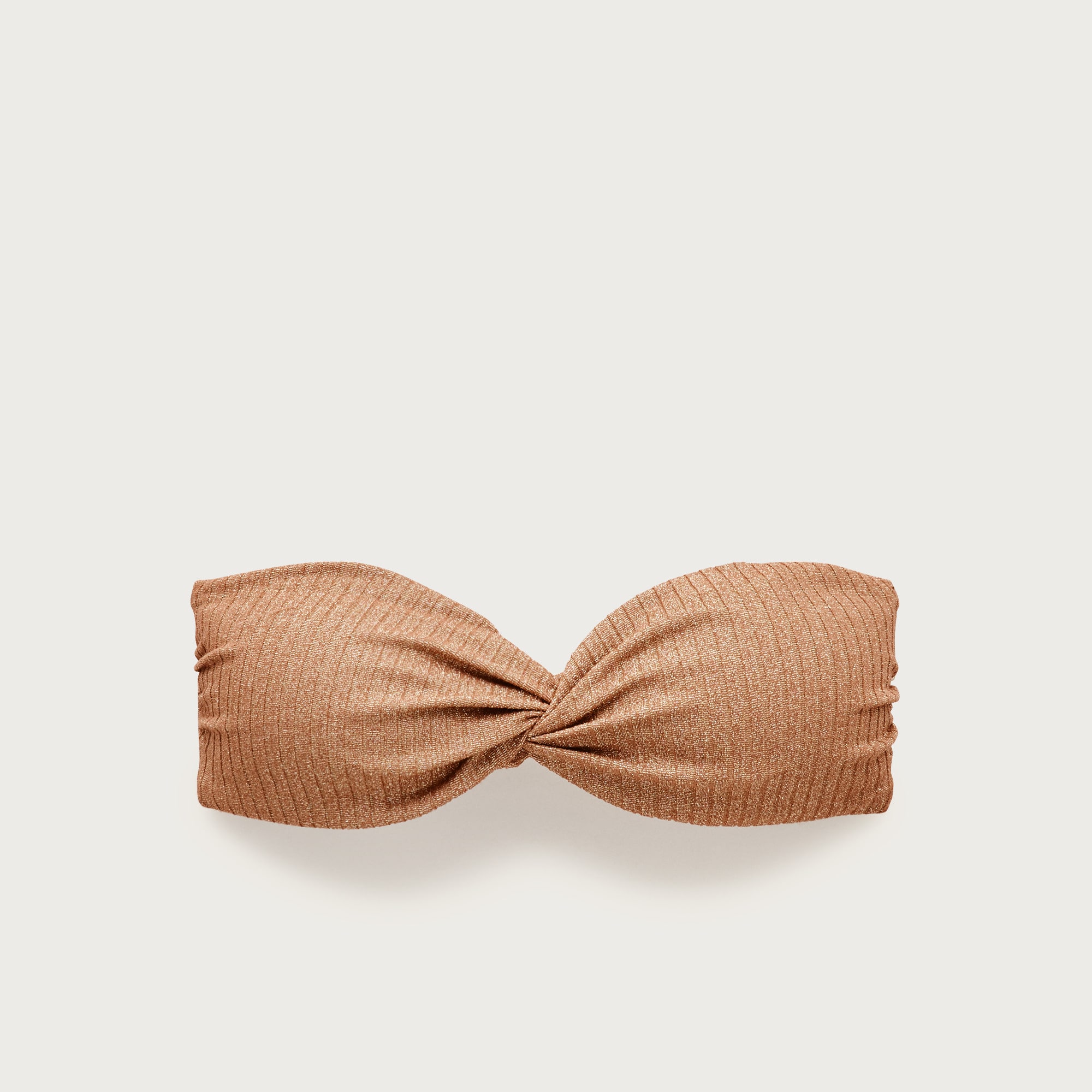 Sparkle rib twist bandeau bikini top