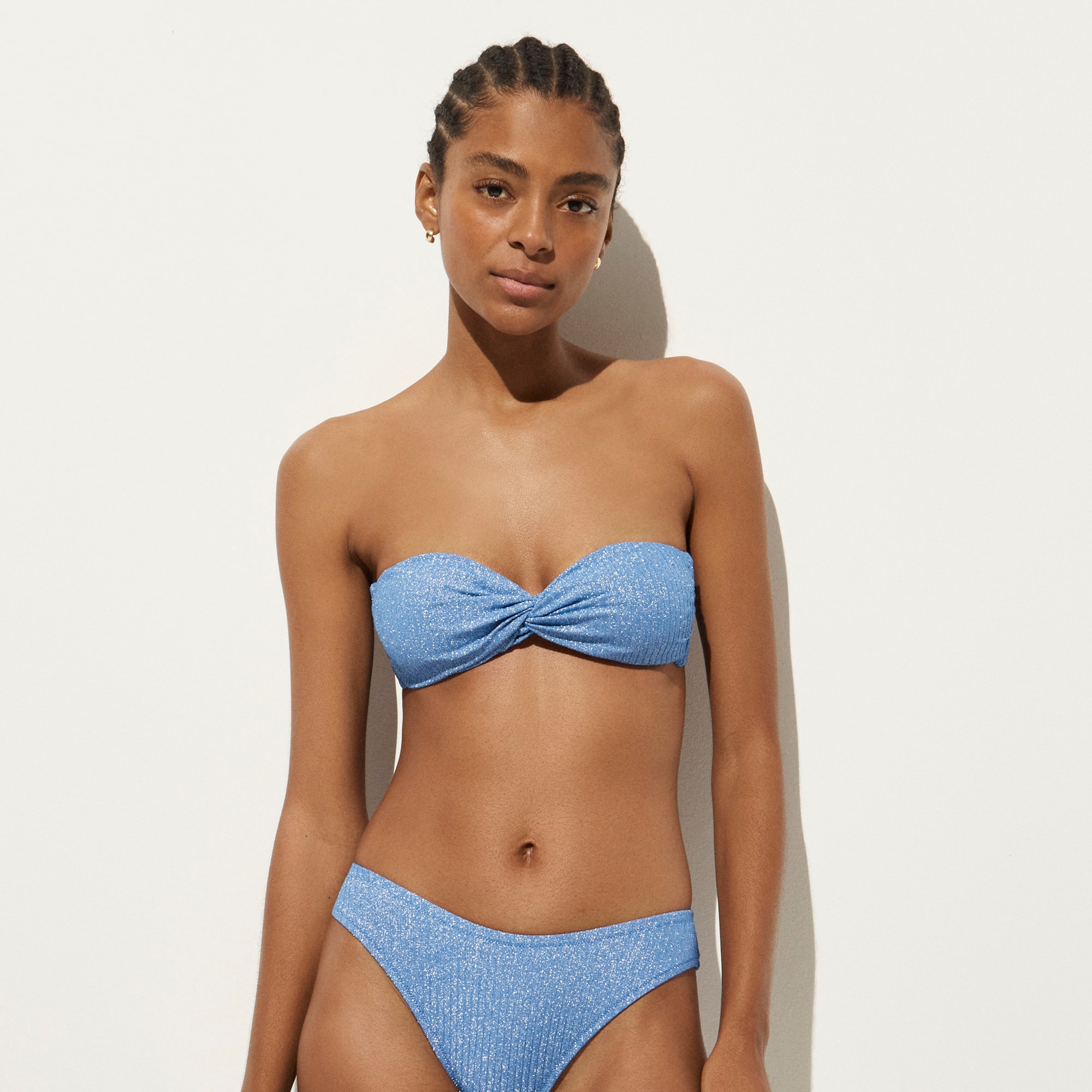 Sparkle rib twist bandeau bikini top - image 2