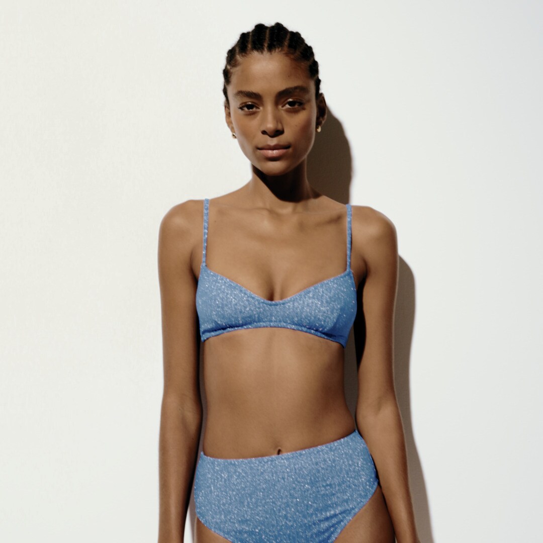 Odessa bikini top in sparkle rib