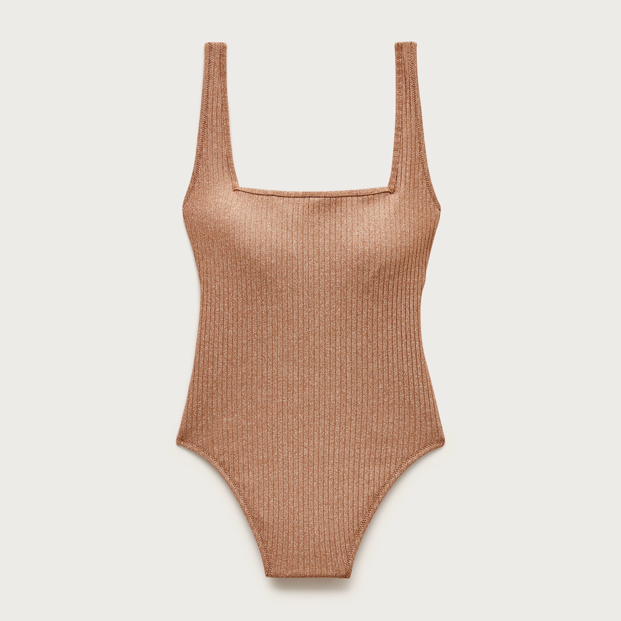 Sparkle rib squareneck one-piece swimsuit