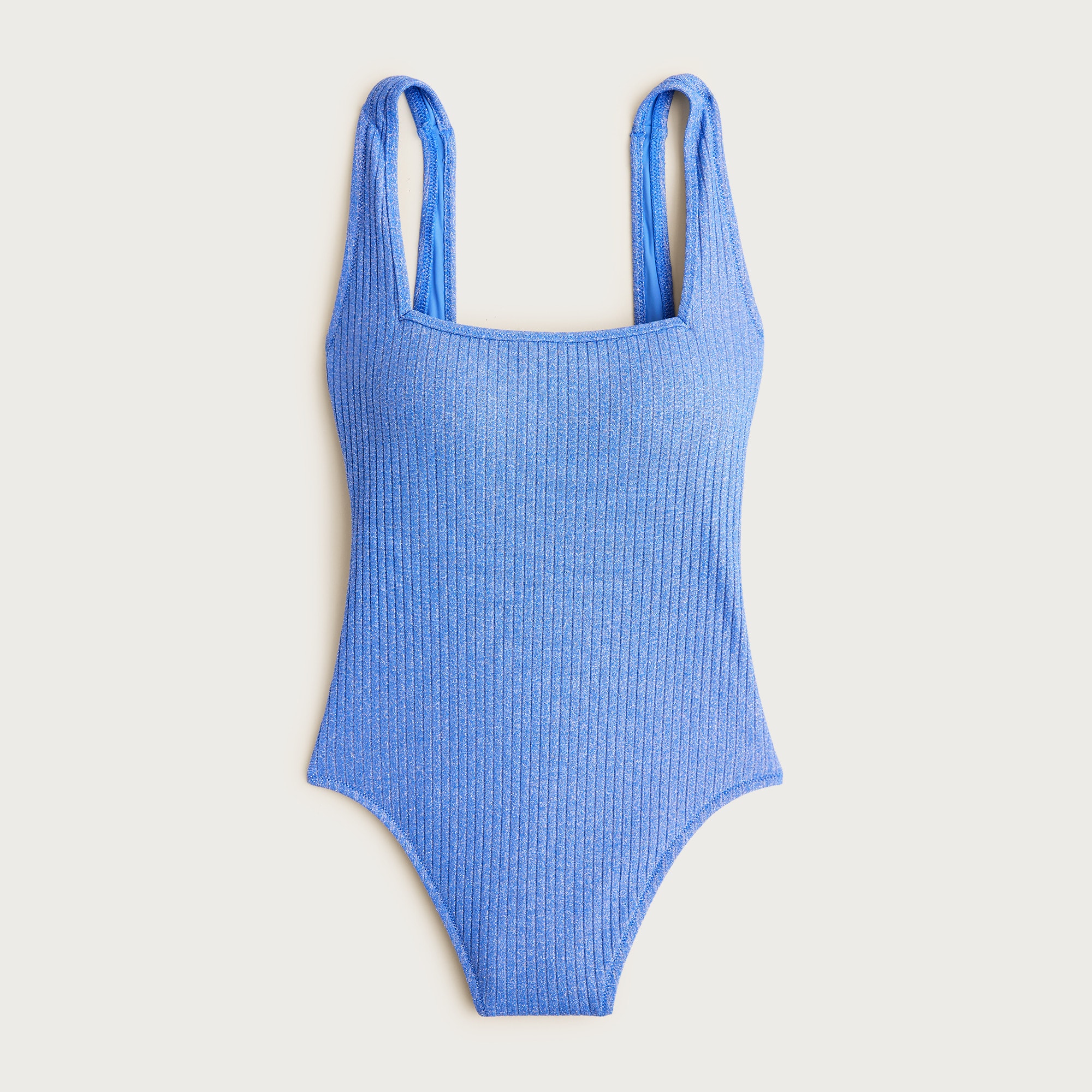 Sparkle rib squareneck one-piece swimsuit