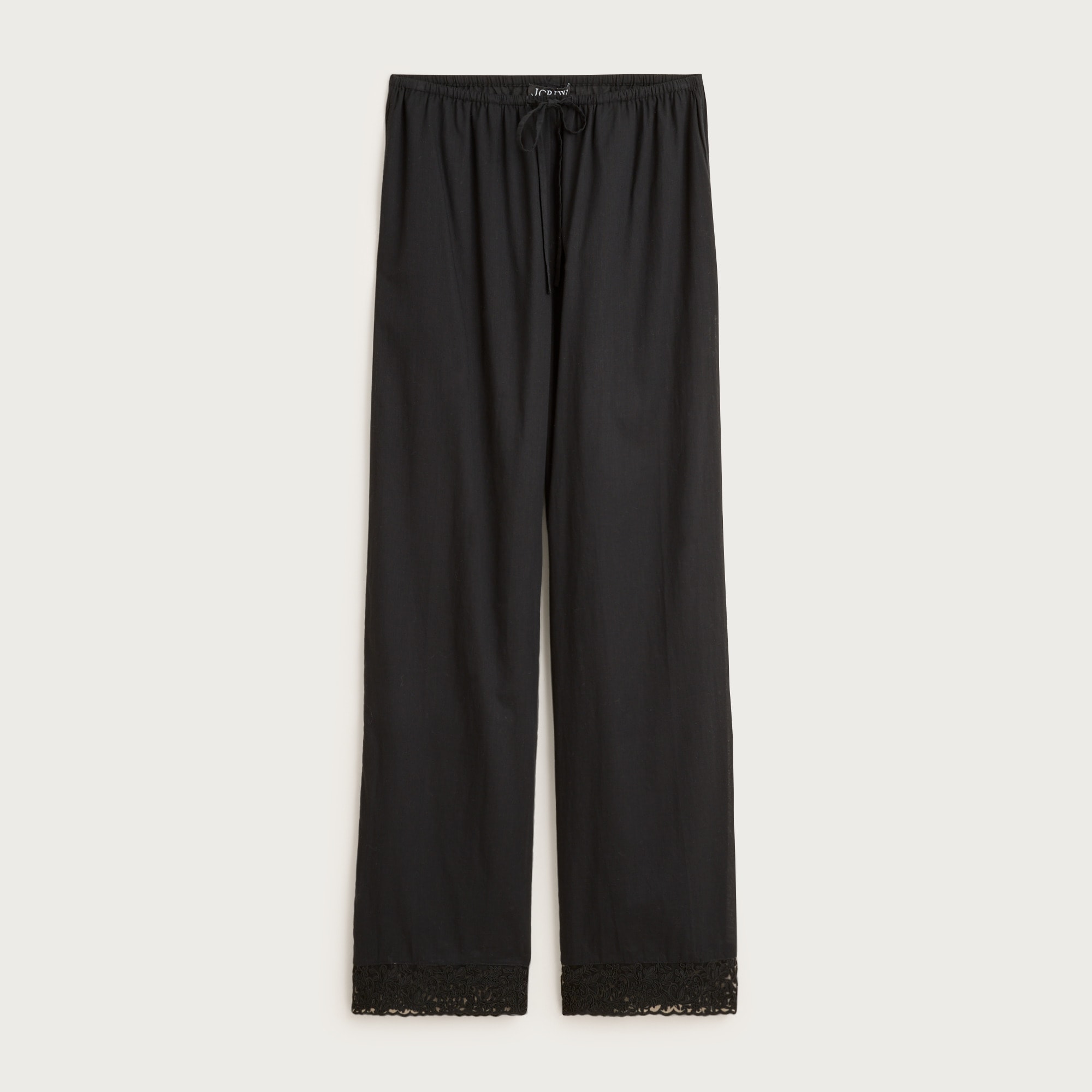 Cotton voile beach pant with lace trim