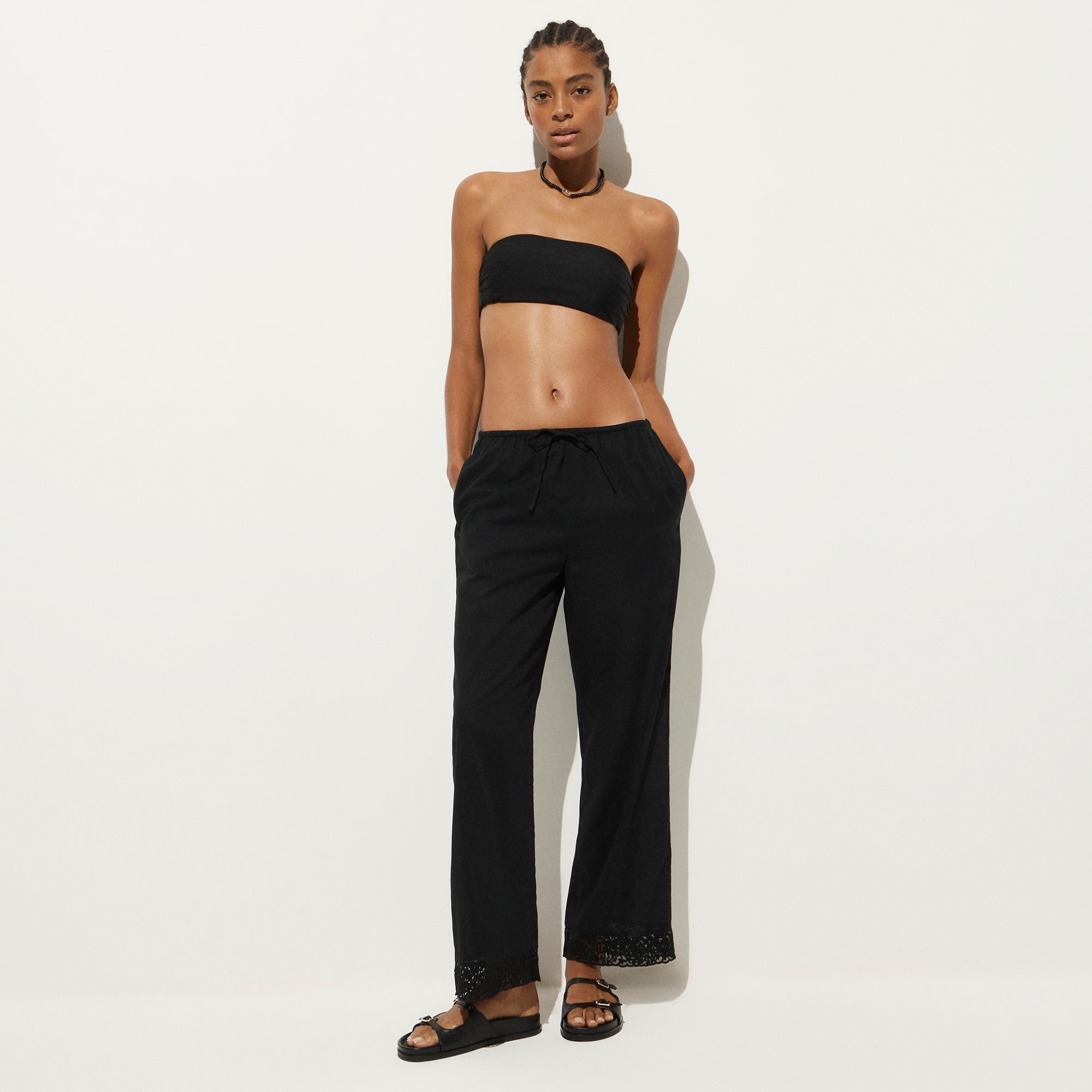 Cotton voile beach pant with lace trim - image 2