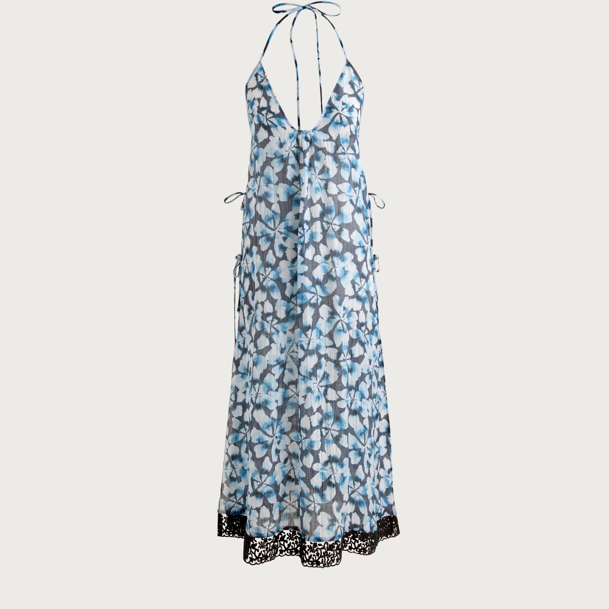 Crinkle Side-tie Dress With Lace Trim For Women | J.Crew