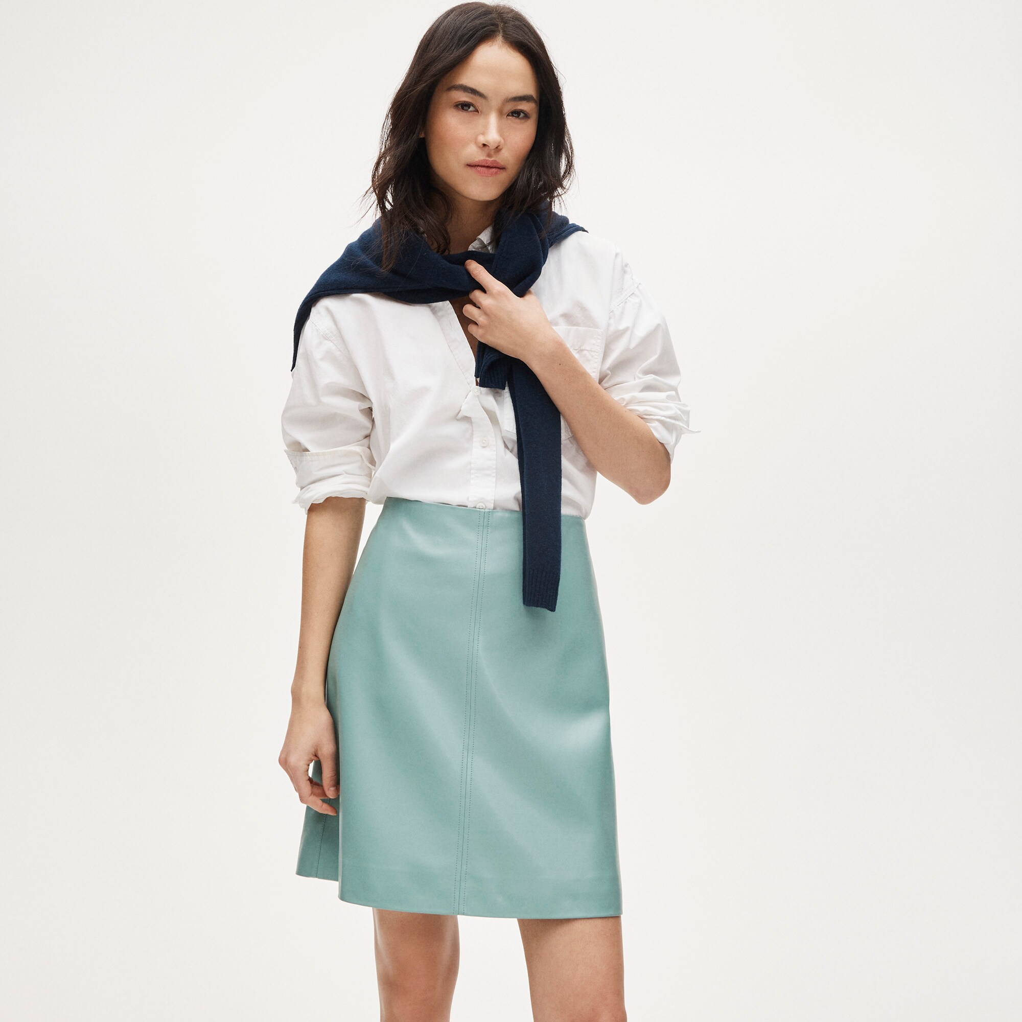 Jupe Femme En Simili Cuir Bleu Poudré The Limited Taille 4 - Neuf Avec étiquettes, Longueur Genoux