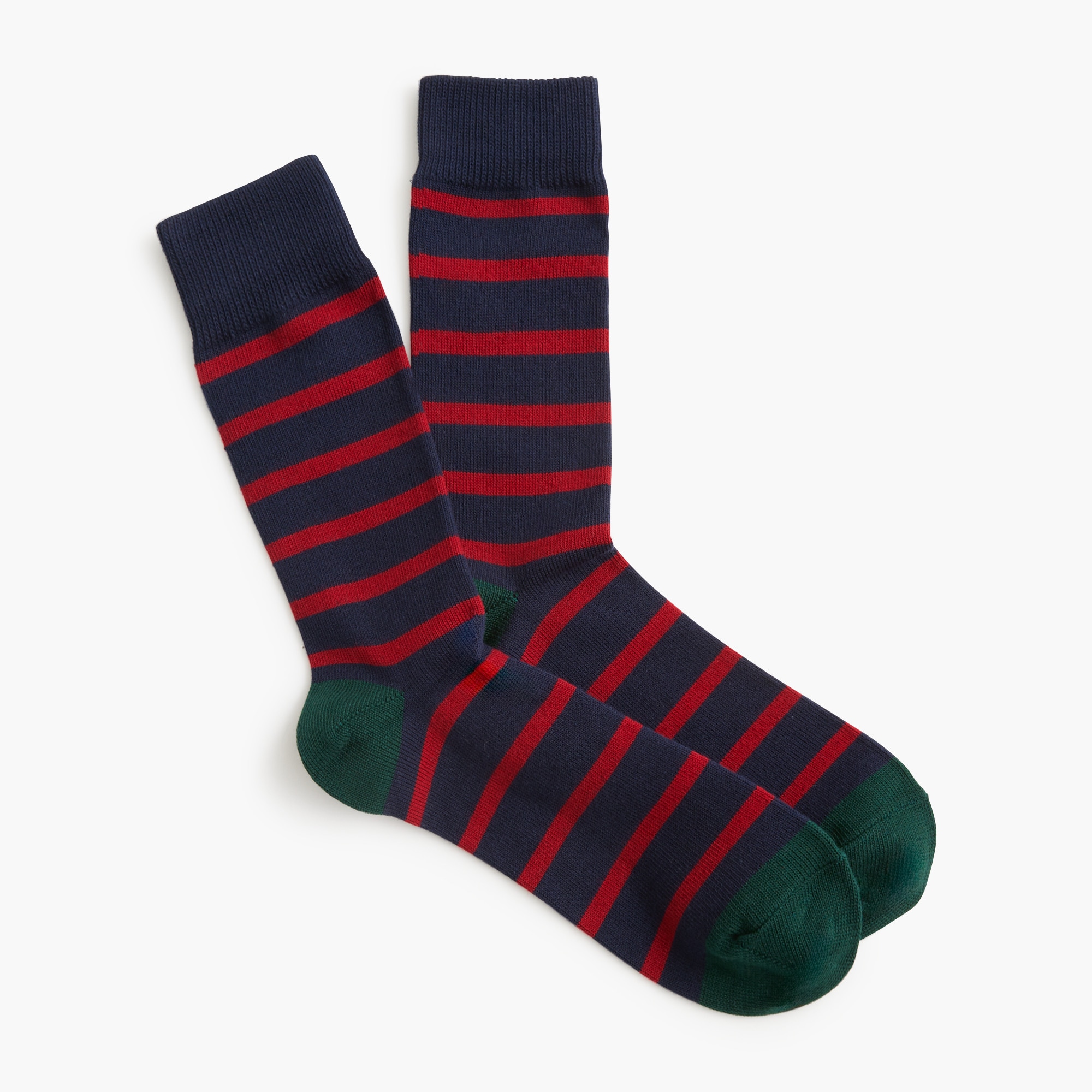 Navy and red&ndash;striped socks
