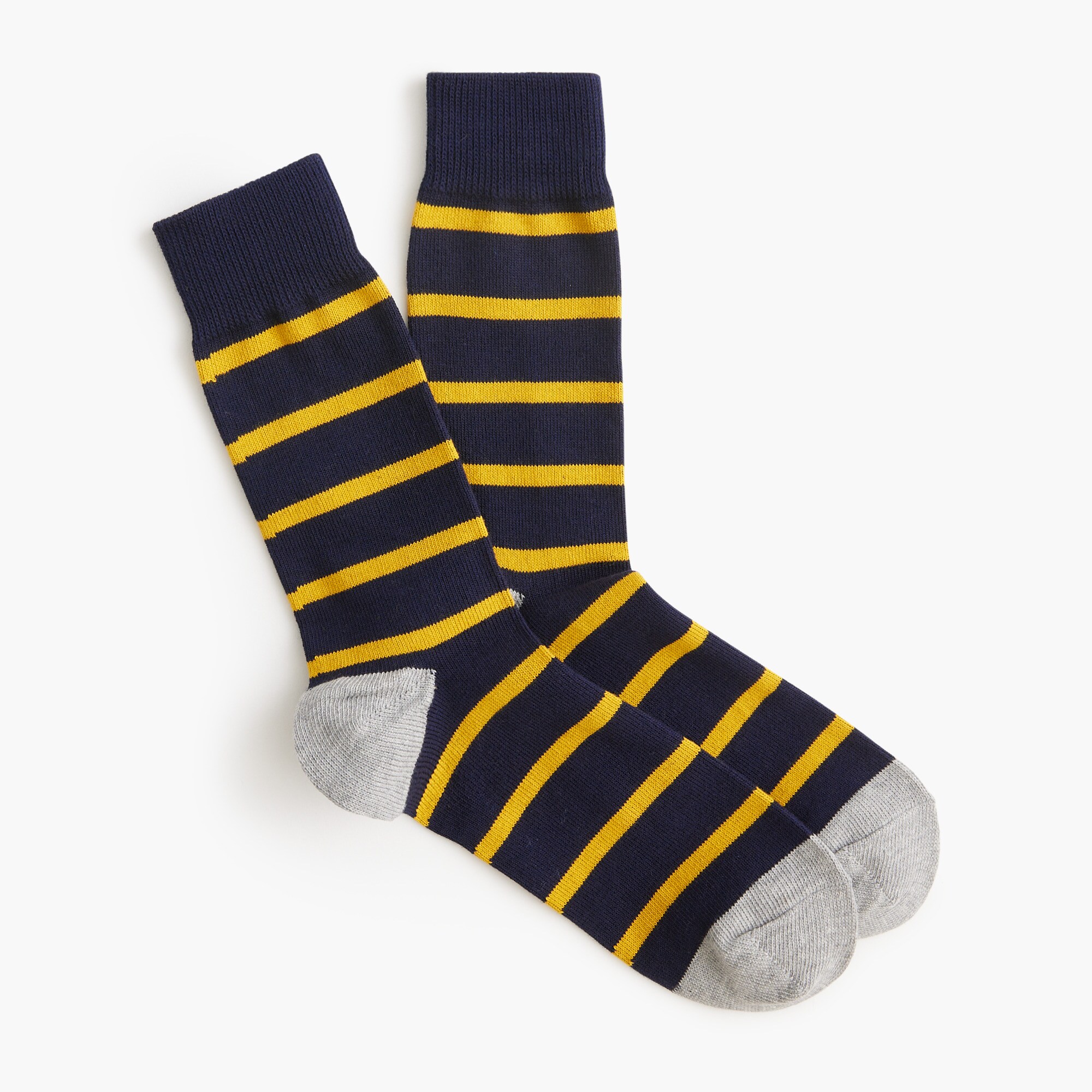 Navy and yellow&ndash;striped socks