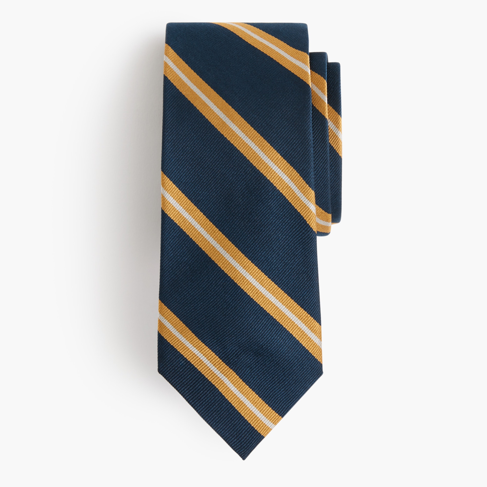 navy and gold&ndash;striped tie for men