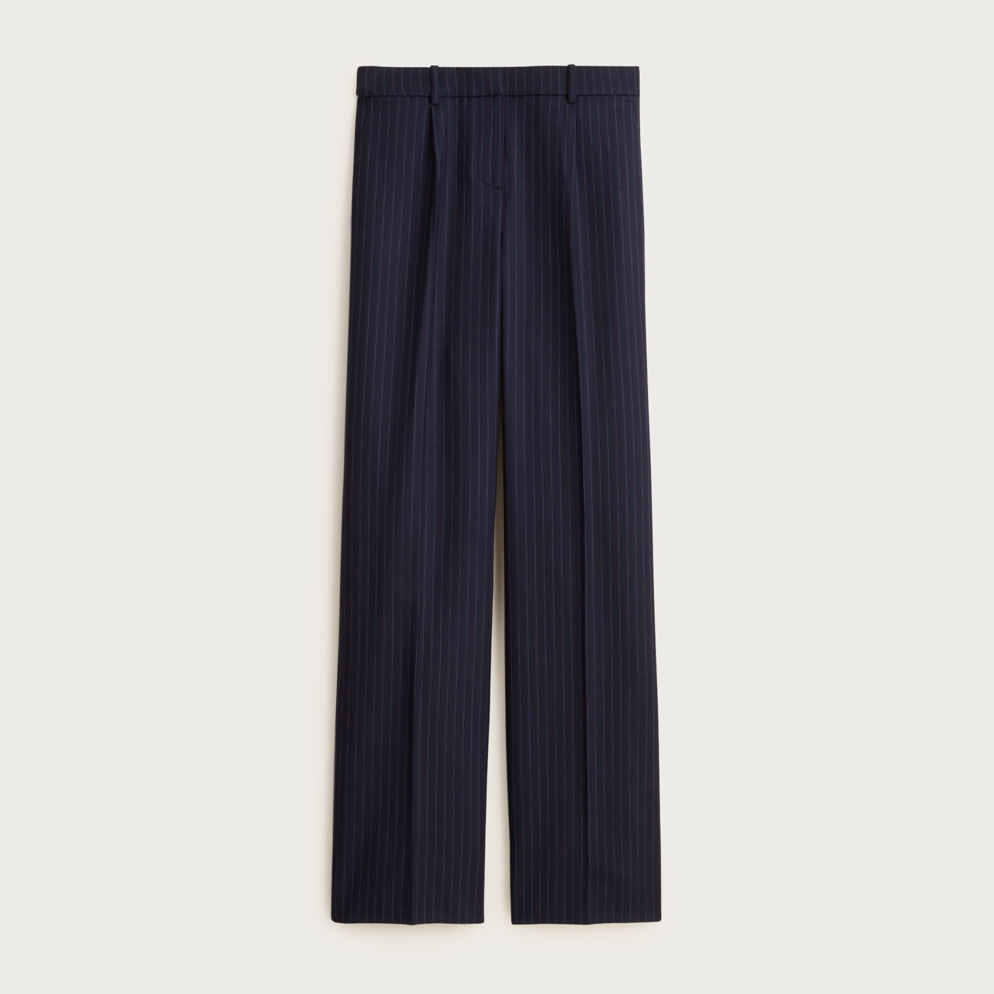 Relaxed-fit Pleated Pant In Pinstriped Wool Blend For Women | J.Crew