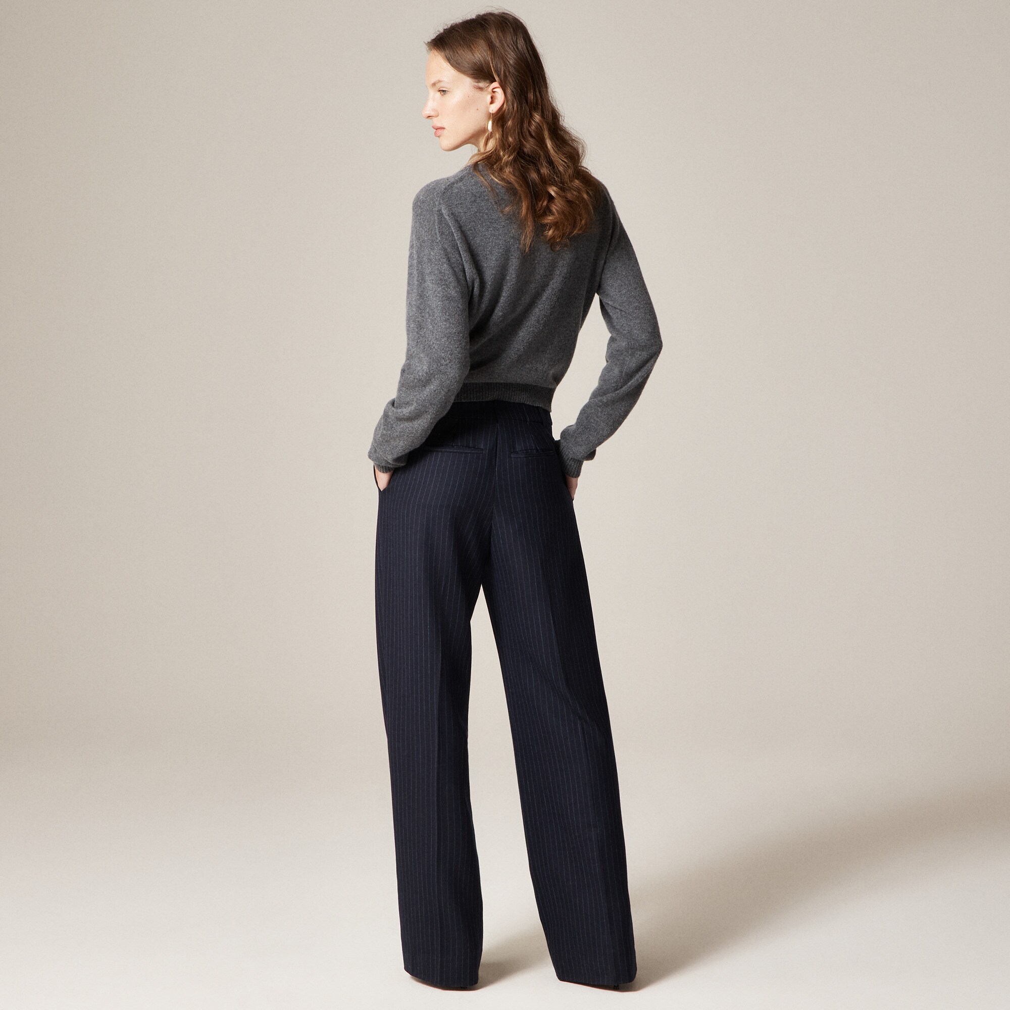 Relaxed-fit pleated pant in pinstriped wool blend
