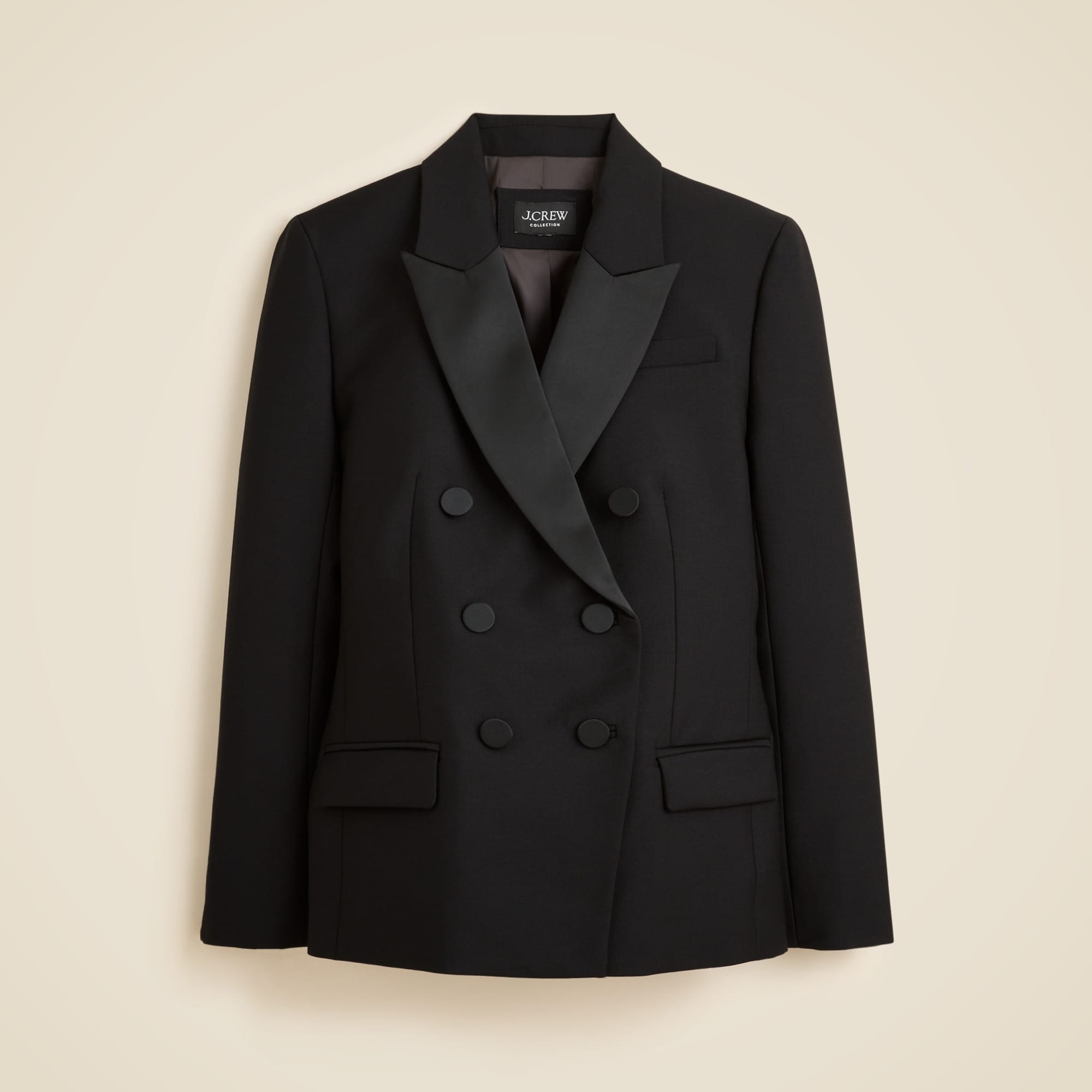 womens Double-breasted blazer in Italian tuxedo wool