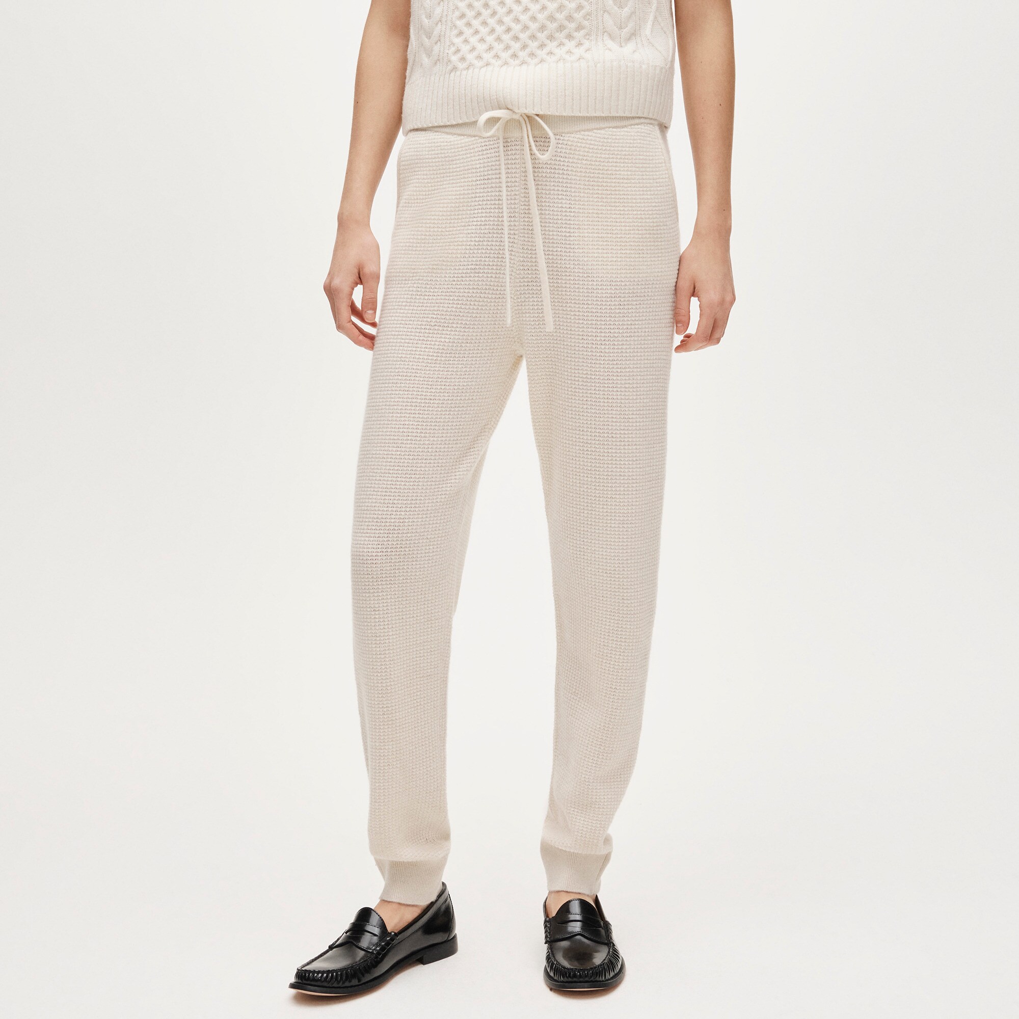 Cashmere waffle-knit jogger pant