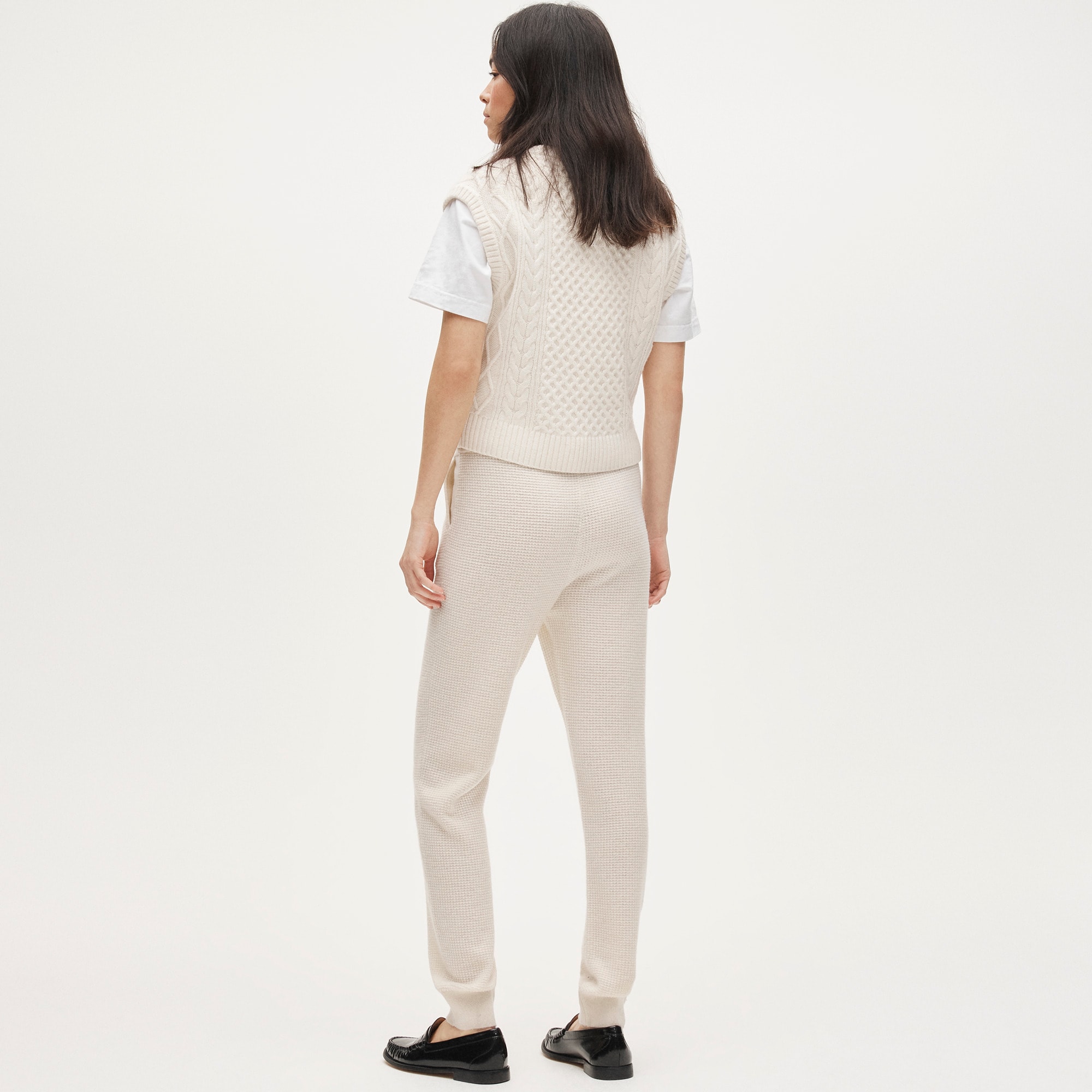 Cashmere waffle-knit jogger pant