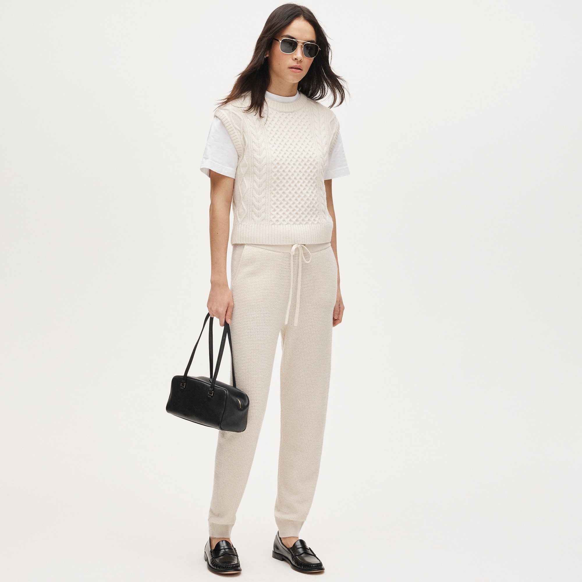 womens Cashmere waffle-knit jogger pant